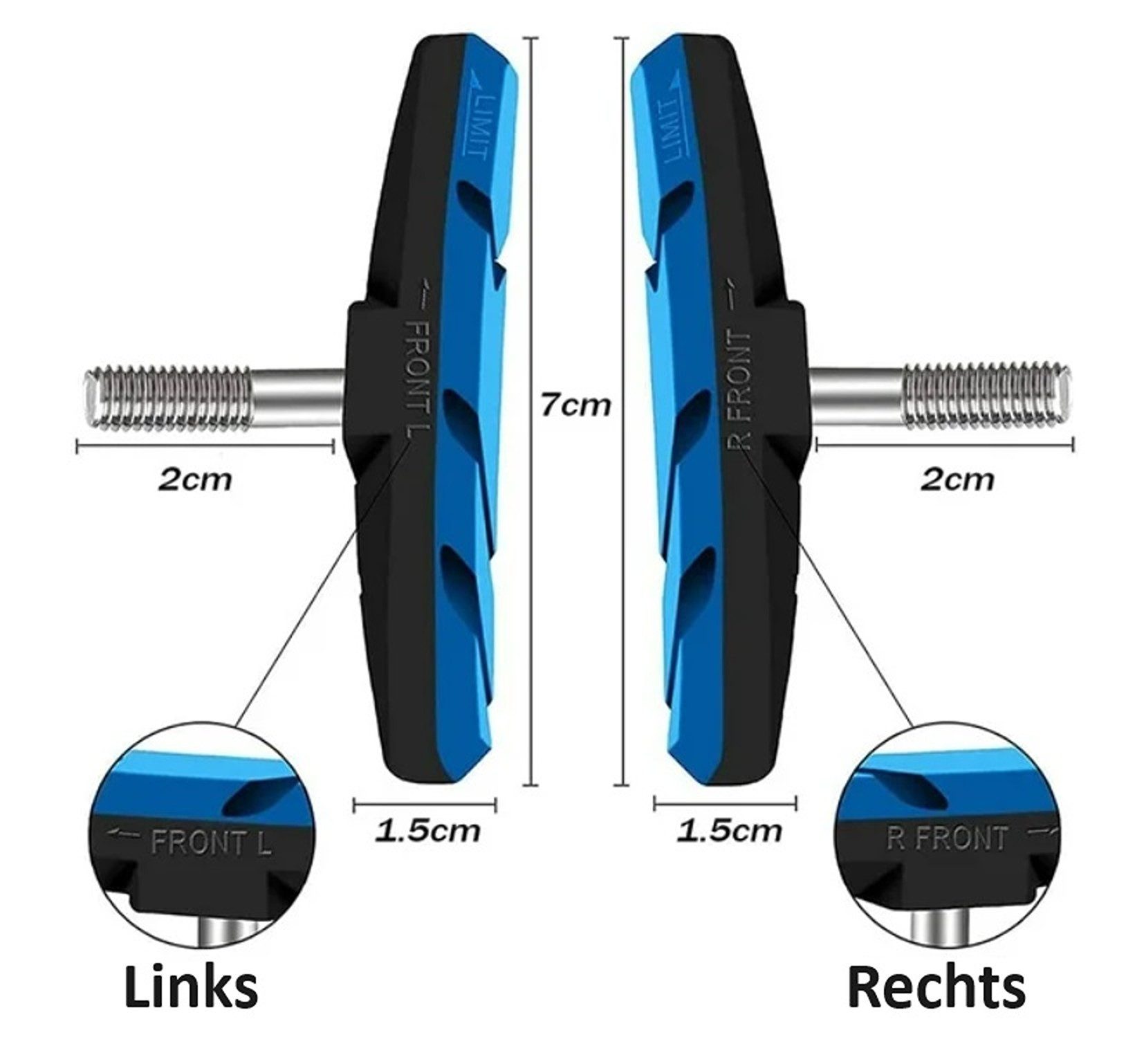 BAYLI V-Brake 10 Stück Fahrrad Bremsen Set für Shimano, 5 Paar Bremsschuhe BLAU