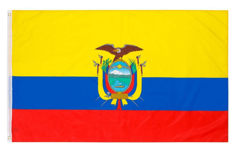 PHENO FLAGS Flagge Ecuador Flagge 90 x 150 cm Ecuadorianische Fahne Nationalflagge (Hissflagge für Fahnenmast), Inkl. 2 Messing Ösen