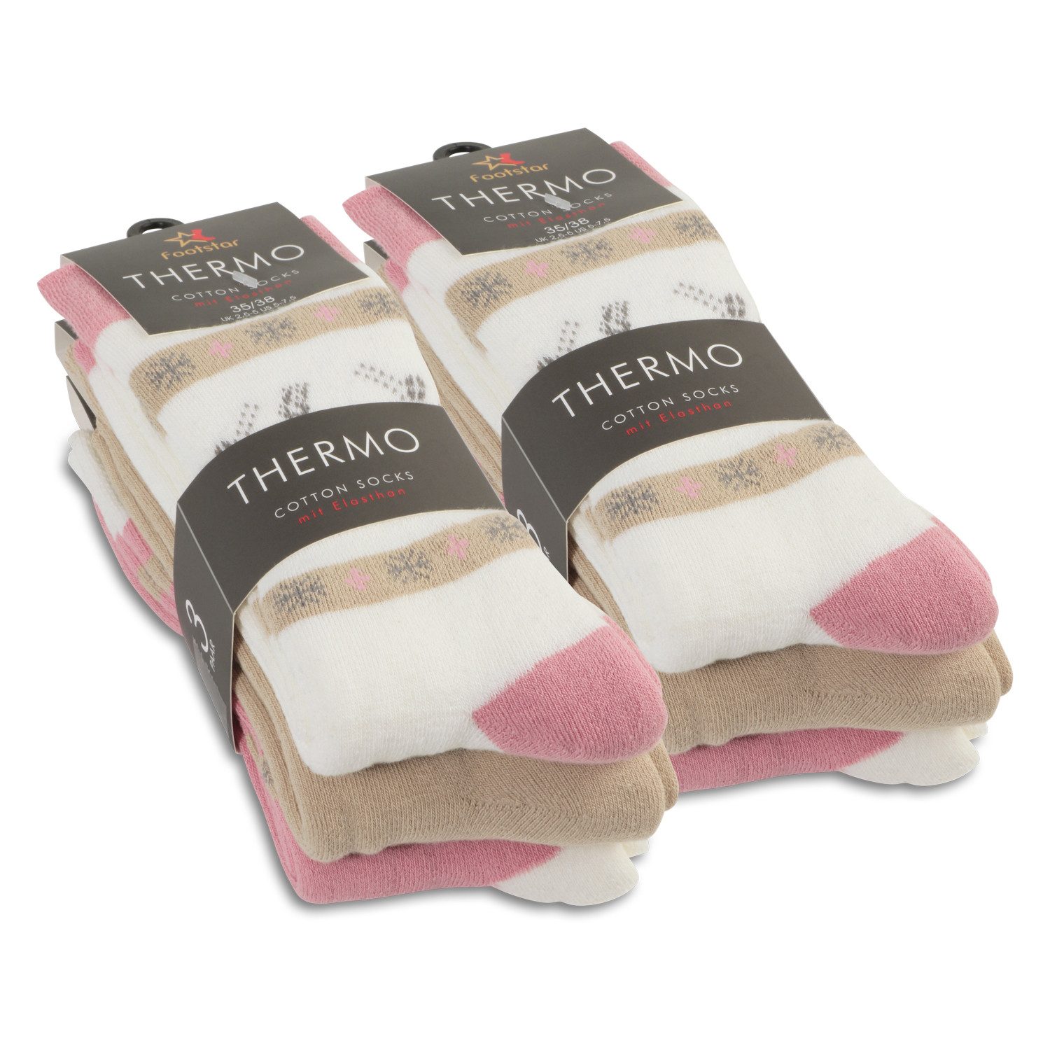 Footstar Thermosocken Damen Wintersocken (6 Paar) Warme Vollfrottee Thermo Socken