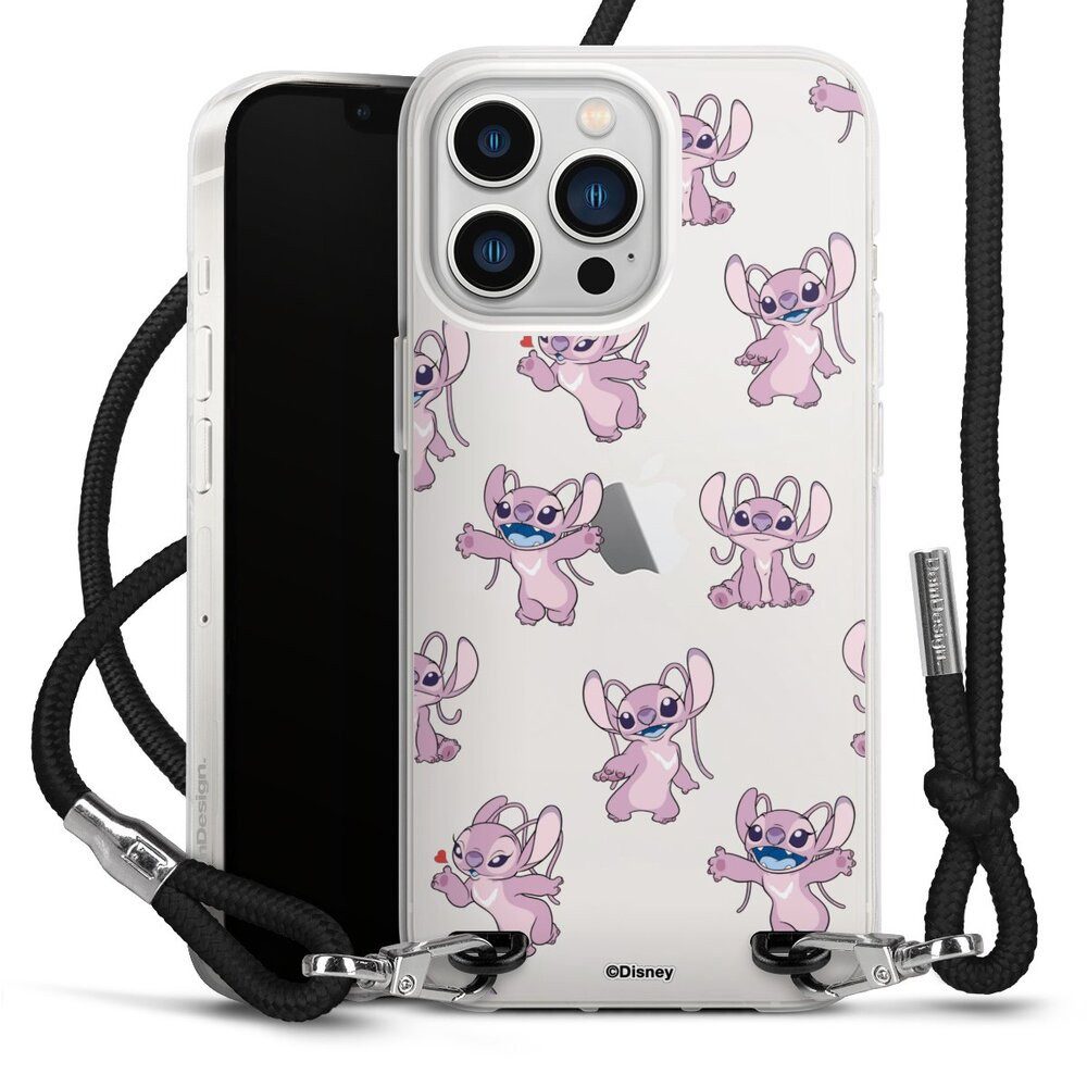 DeinDesign Handyhülle Lilo & Stitch Engel Disney Angel Faces Pattern Transparent, Apple iPhone 13 Pro Handykette Hülle mit Band Case zum Umhängen