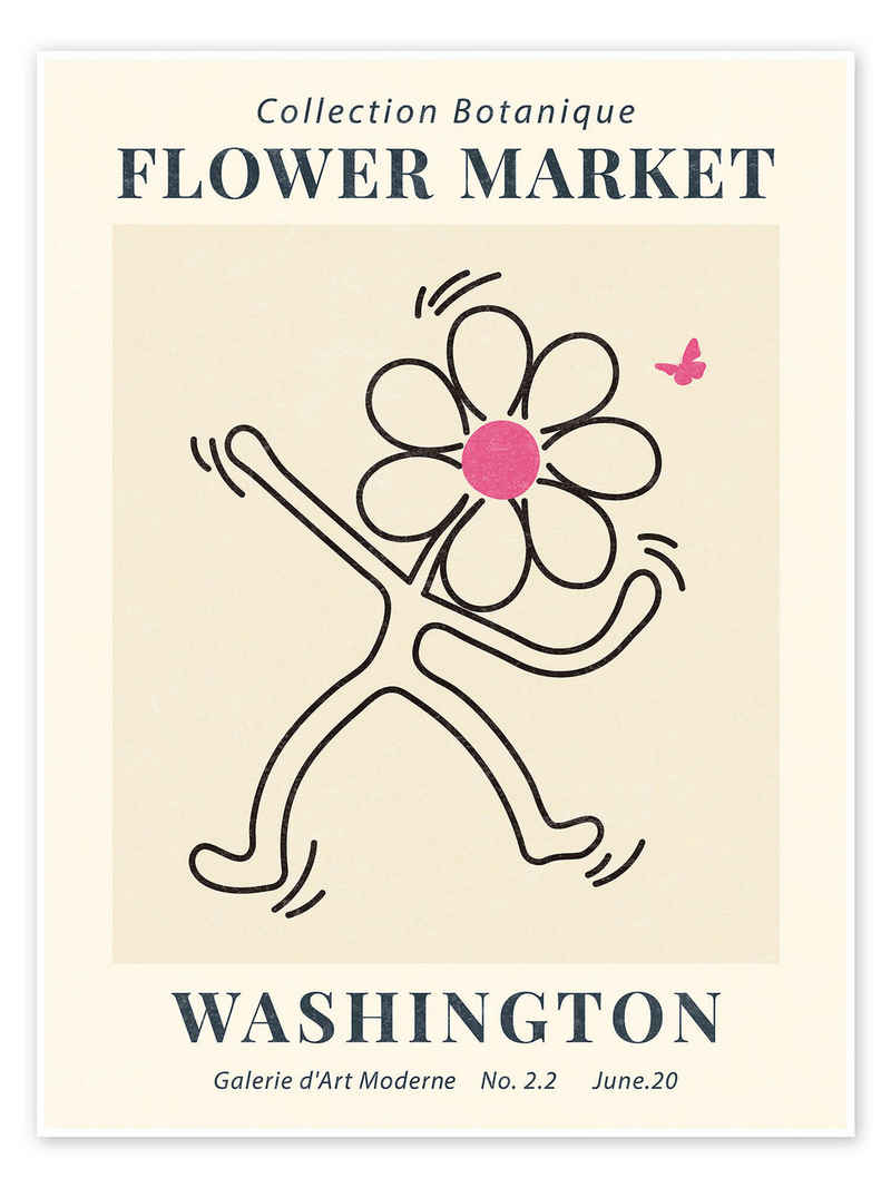 Posterlounge Poster TAlex, Flower Market Washington, Wohnzimmer Modern Illustration