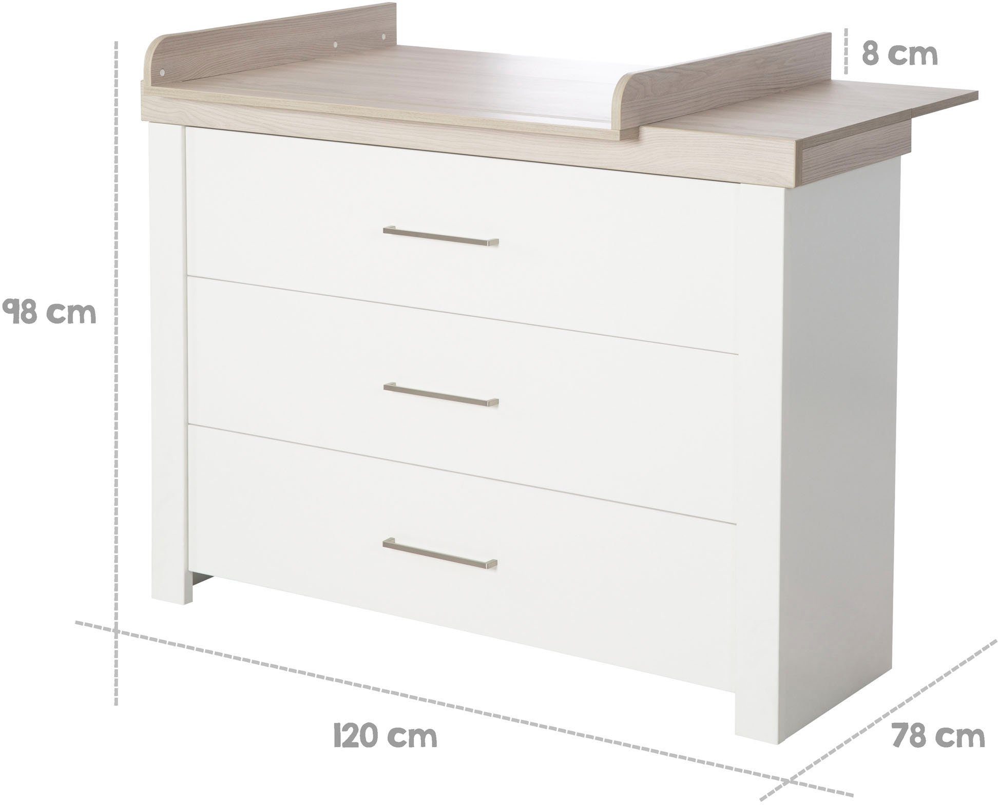 Wickelkommode), (Set, in Kinderbett, Schrank, Schrank mit Babyzimmer-Komplettset Wickelkommode 3-St., und roba® Europe; Made Gitterbett, Lucy,