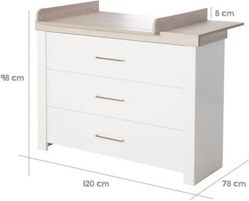 roba® Babyzimmer-Komplettset Lucy, (Set, 3-St., Gitterbett, Schrank, Wickelkommode), Made in Europe; mit Kinderbett, Schrank und Wickelkommode