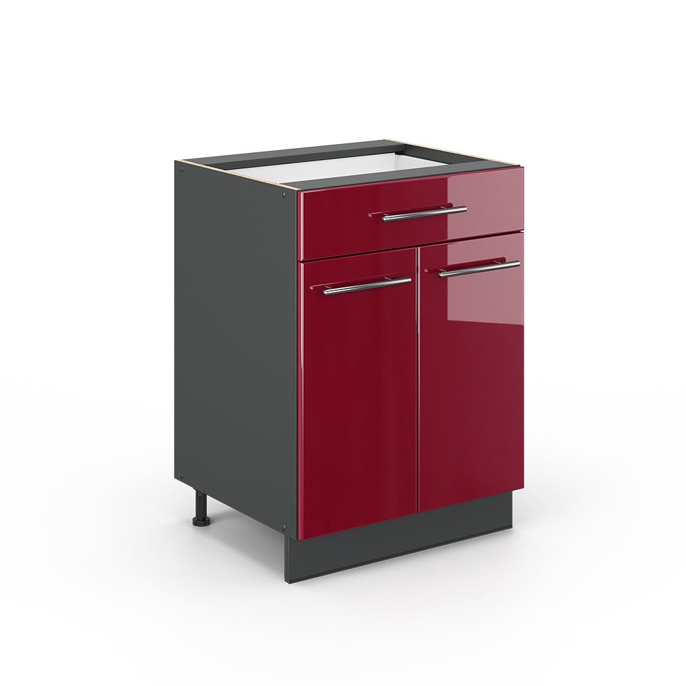 Vicco Unterschrank Fame-Line, Bordeaux Hochglanz/Anthrazit 60cm, ohne Arbeitsplatte (1-St)