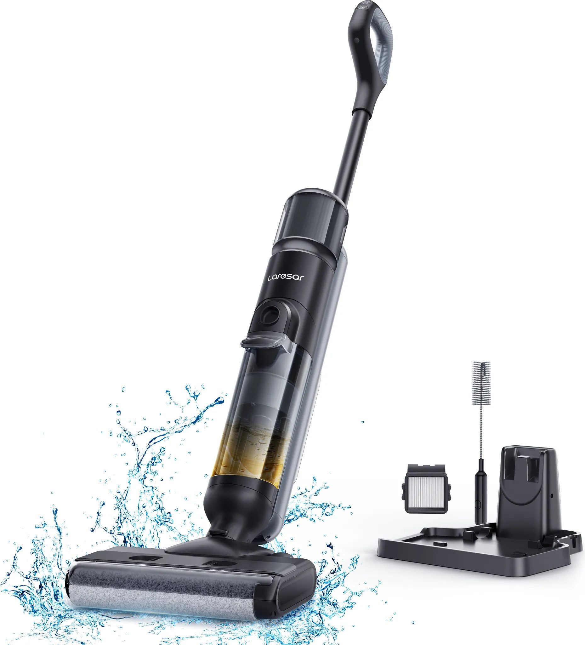 Laresar Bodenstaubsauger M3 Kabelloser Nass- und Trockensauger mit Wischfunktion Bodenreiniger, 230 W, 13.000PA, 55 Min. Laufzeit, 230W, 8 × 2500mAh Batterien