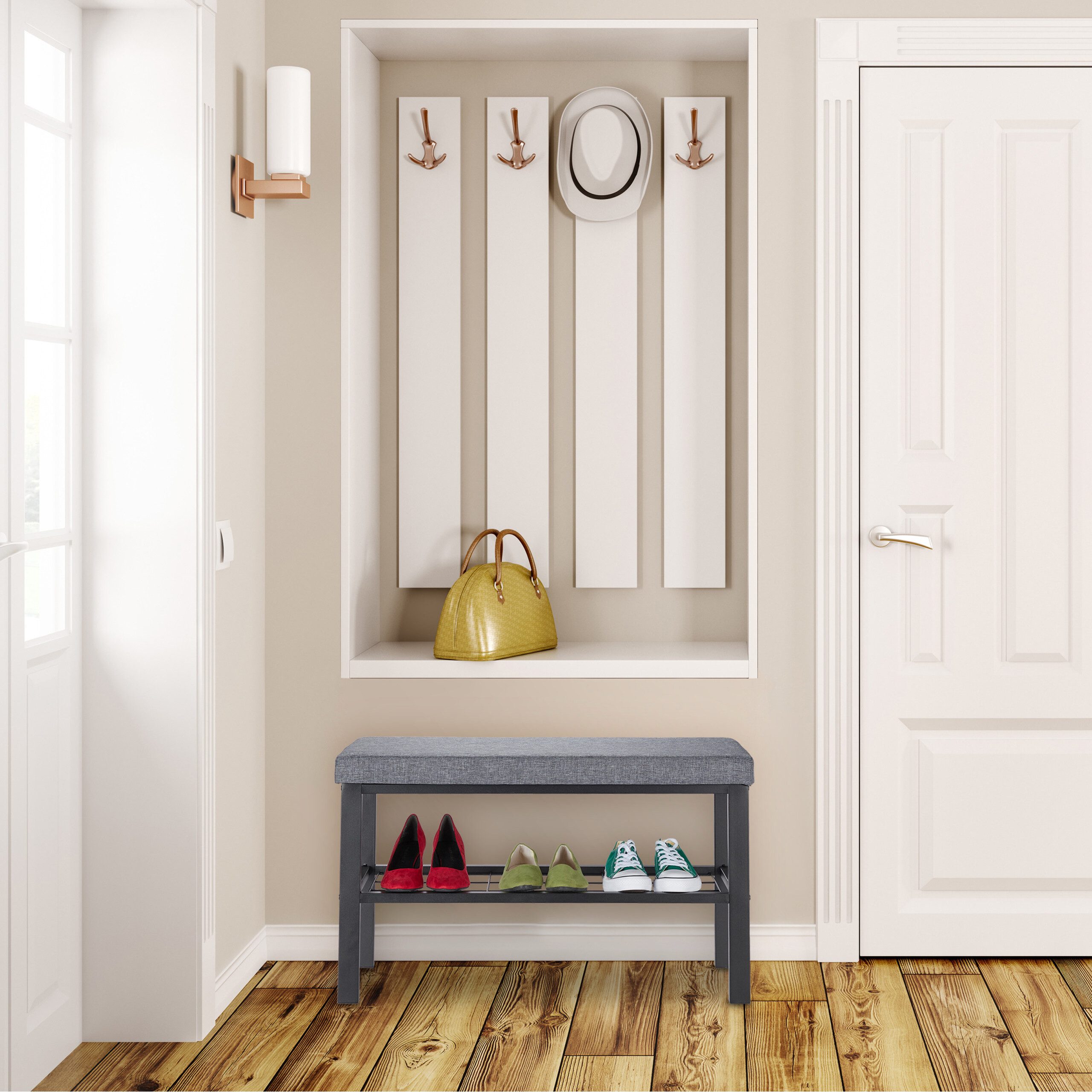 relaxdays Schuhbank in Schwarz Grau