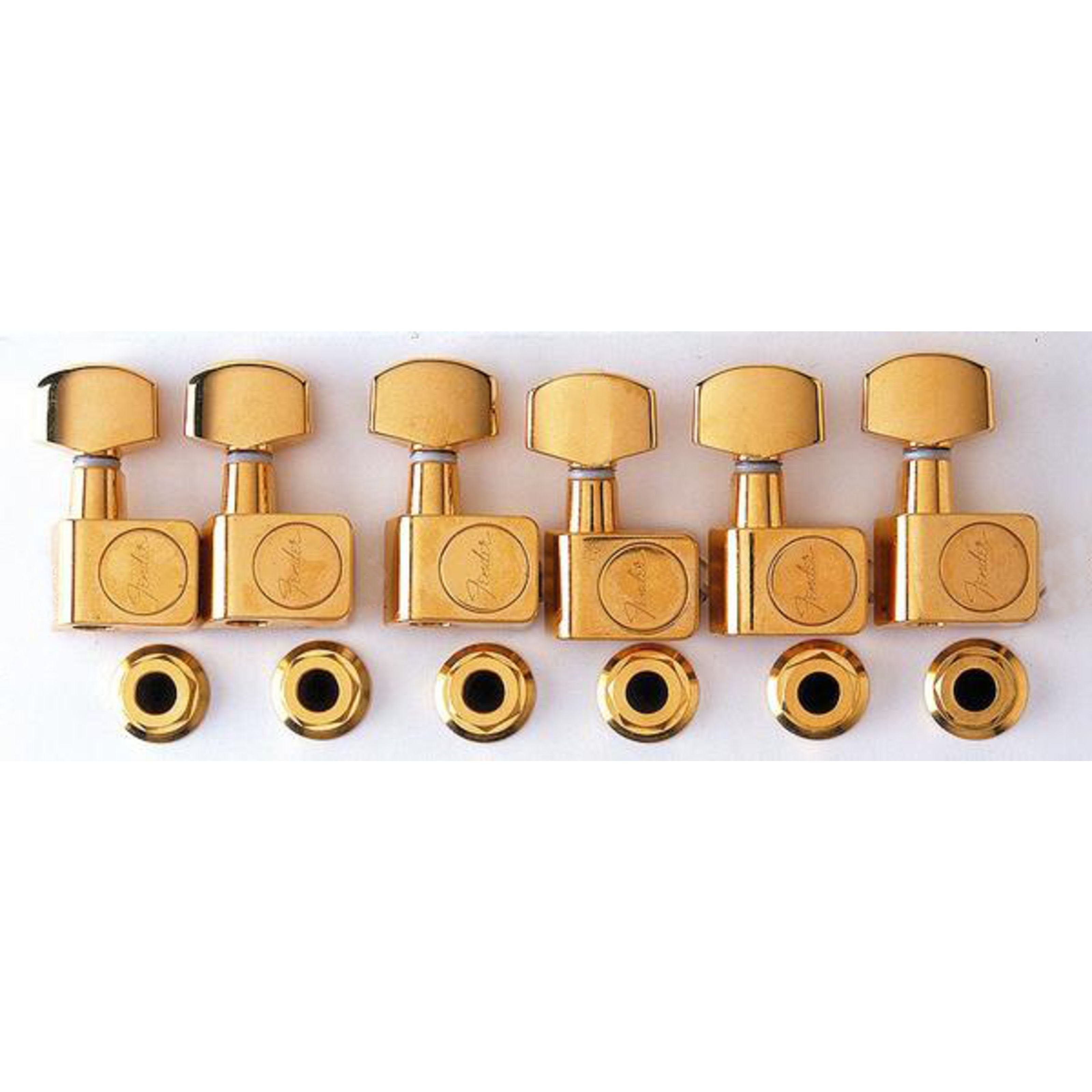 Fender Gitarrenmechanik-Set, (American Series Tuners Gold Stratocaster/Telecaster, ersatzteile für Gitarren, Mechaniken), American Pro Staggered Strat/Tele Tuning Machine Set Gold - Gitarren