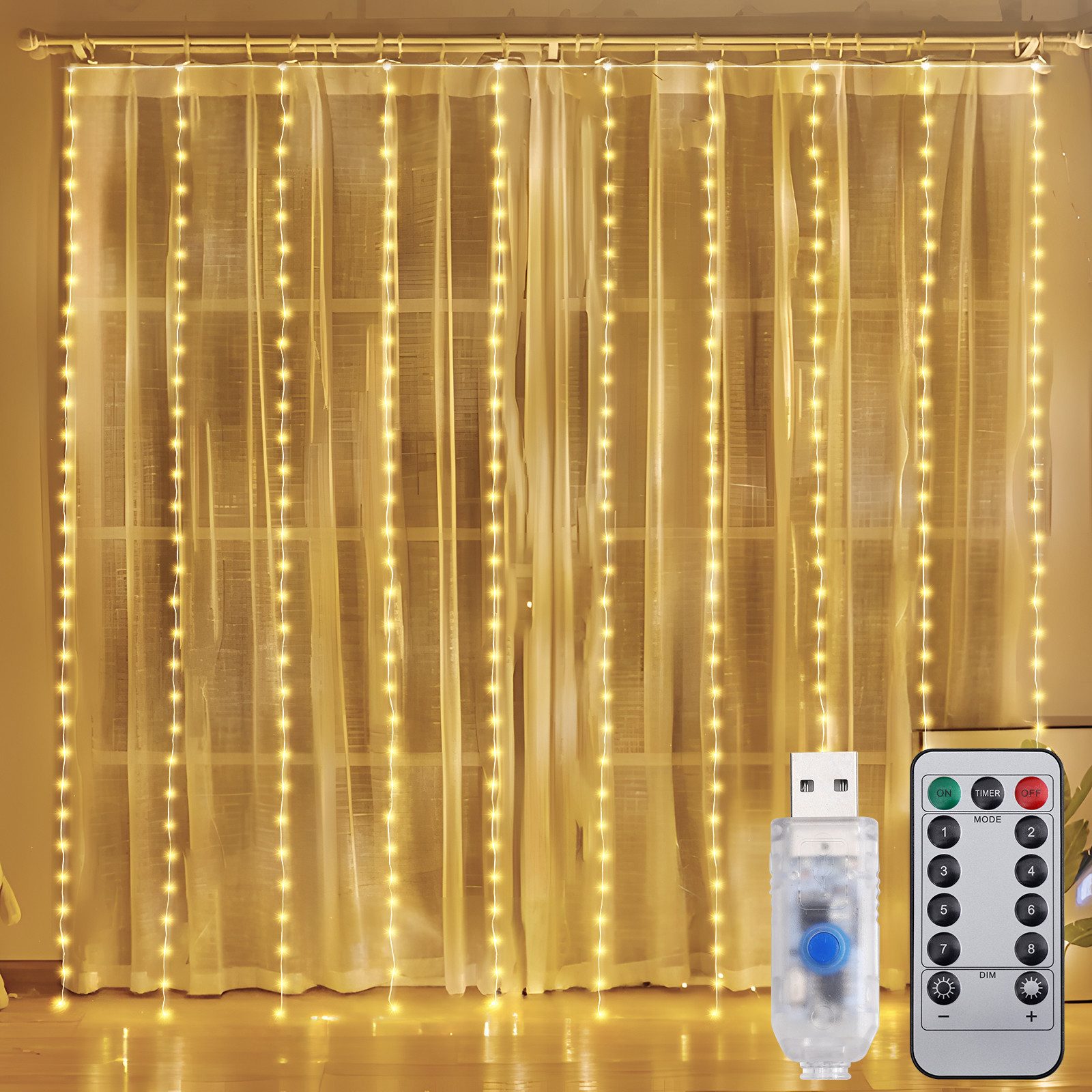 Salcar LED-Lichterkette Lichtervorhang Innen 8 Modi günstig online kaufen