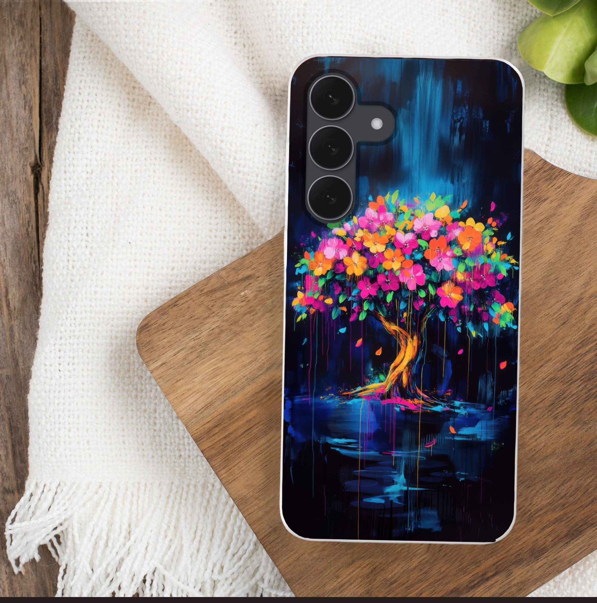 MuchoWow Handyhülle für Samsung Galaxy S25 FE Baum - Blumen - Magisch - Farbig, Smartphone-Bumper, Print, Handy Schutzhülle Dünn