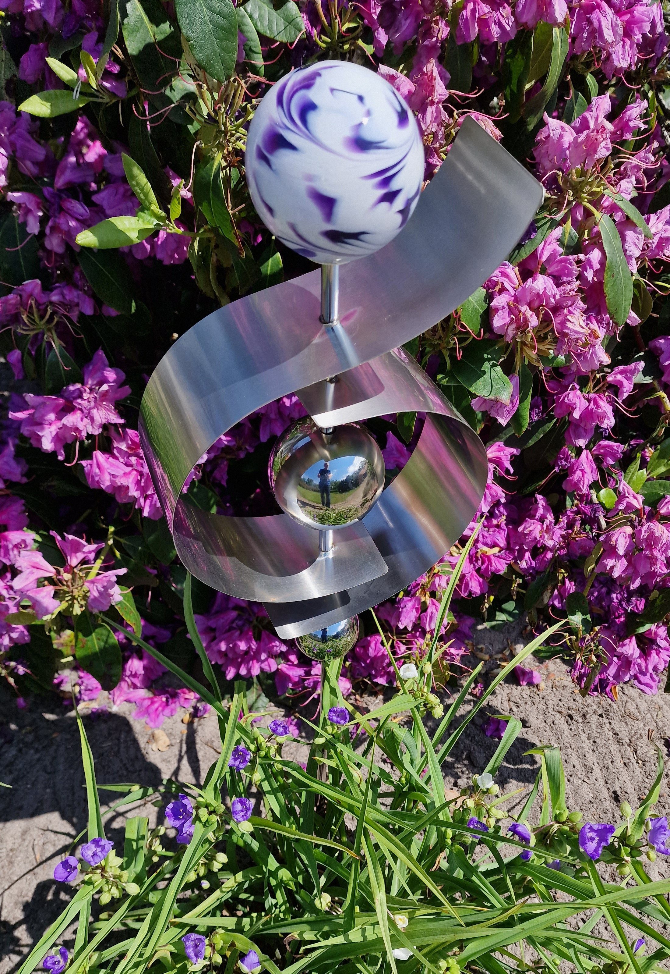 Jürgen Bocker - Gartenambiente Gartenstecker Glaszauber Jupiter aus Edelstahl 100 cm Beetstecker Glaskugel
