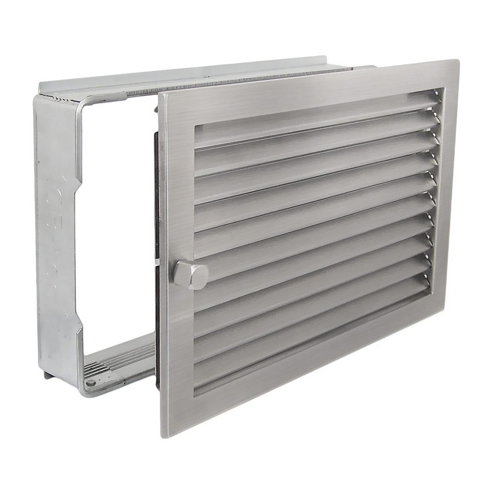 CB-TEC Lüftungsgitter Warmluftgitter WG 3523 ES Edelstahl matt 350 x 230mm Lüftungsgitter, Regulierbare Edelstahl Lamellen