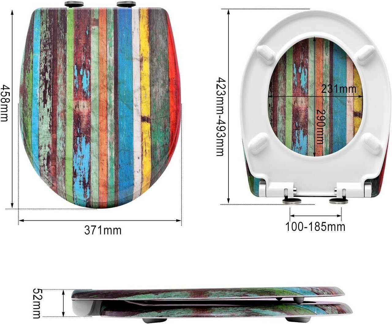 Woltu WC-Sitz (1-St), aus Duroplast Mehrfarbig Retro mit Absenkautomatik