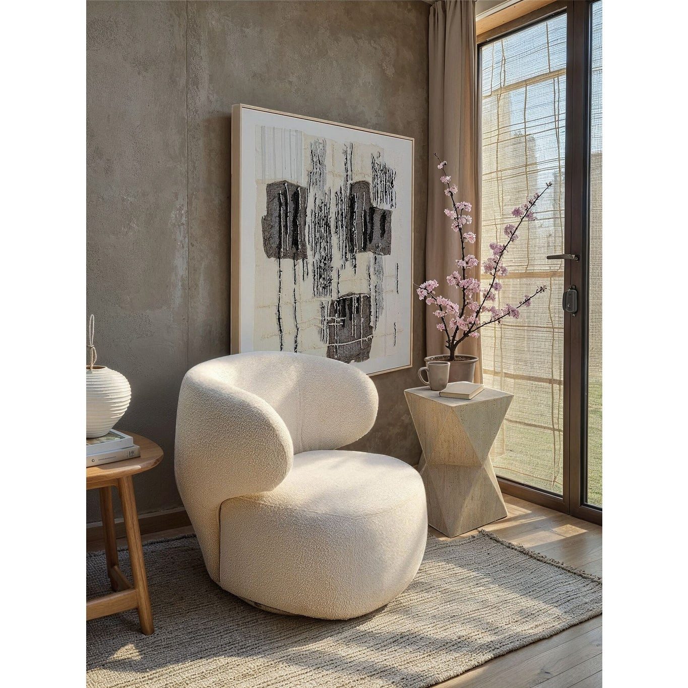 Kare Design Beistelltisch Travertino, Travertin-Steinoptik