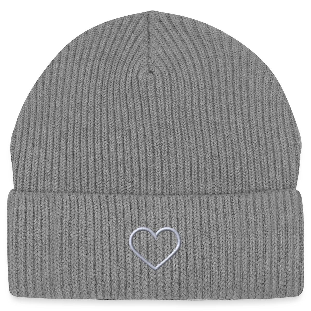Beanie Stickerei Herz Fisherman Beanie Bio Mütze