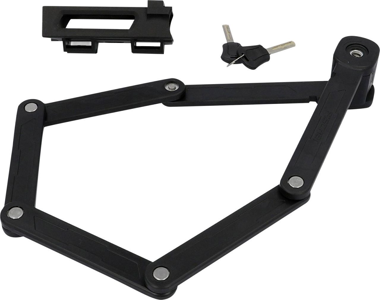 FISCHER Fahrrad Faltschloss FISCHER Faltschloss inkl. Halterung (Packung, 4-tlg., mit Halterung)