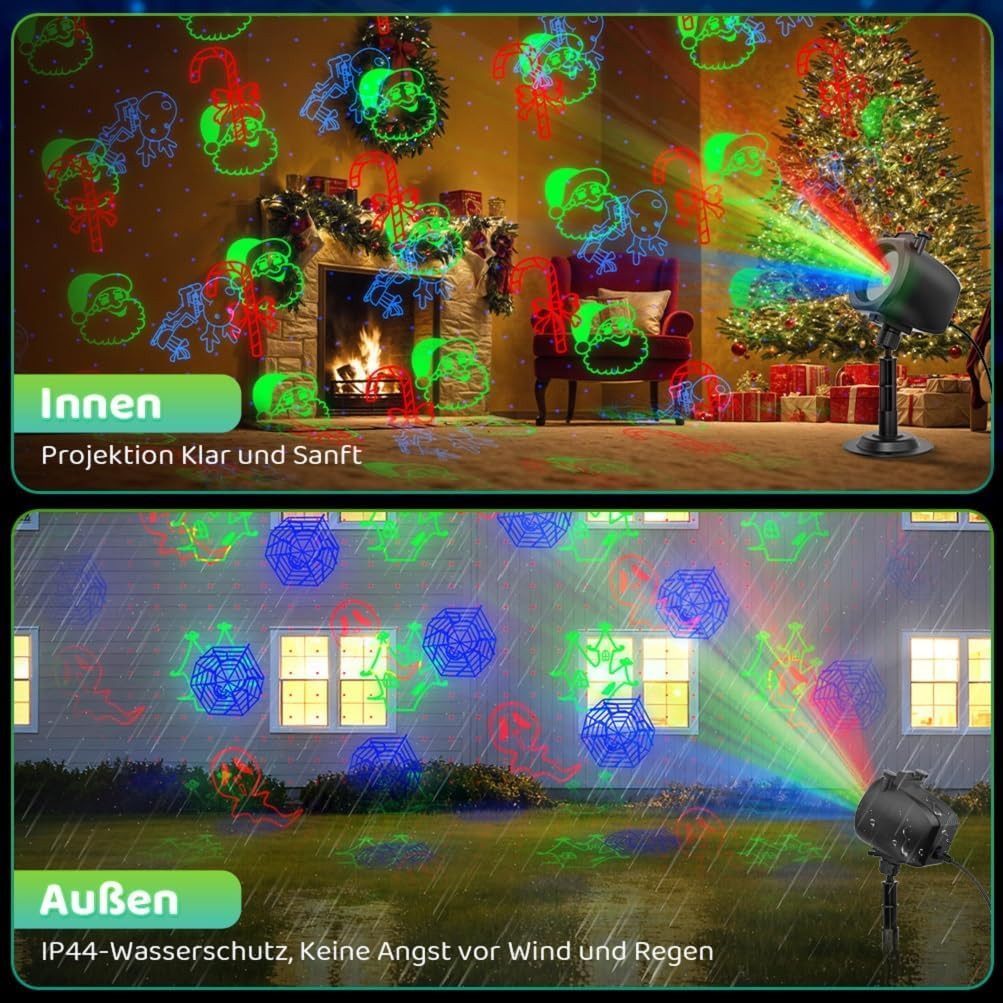 ANYSUN Projektionslampe LED Projektionslampe, wasserdicht Outdoor Gartenprojektor, LED fest integriert, KaltweiB, Nachhaltig
