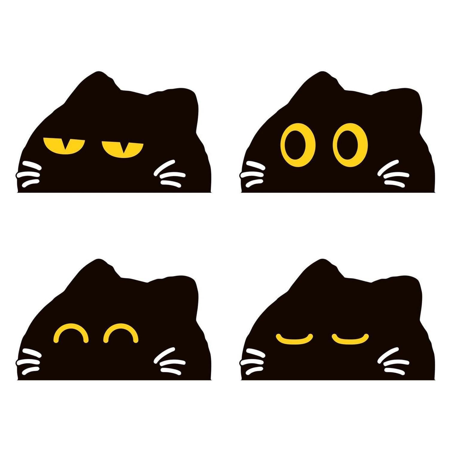 LuxusKollektion Aufkleber Aufkleber PVC Auto Motorrad Laptop Schwarze Katzen emojis 4er Set Groß