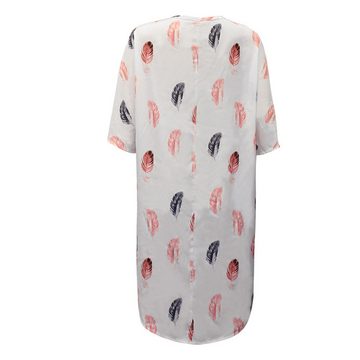 RUZU UG Blusentop Shirtbluse Damen Bedrucktes,lässiges,unregelmäßiges Hemd V-Ausschnitt
