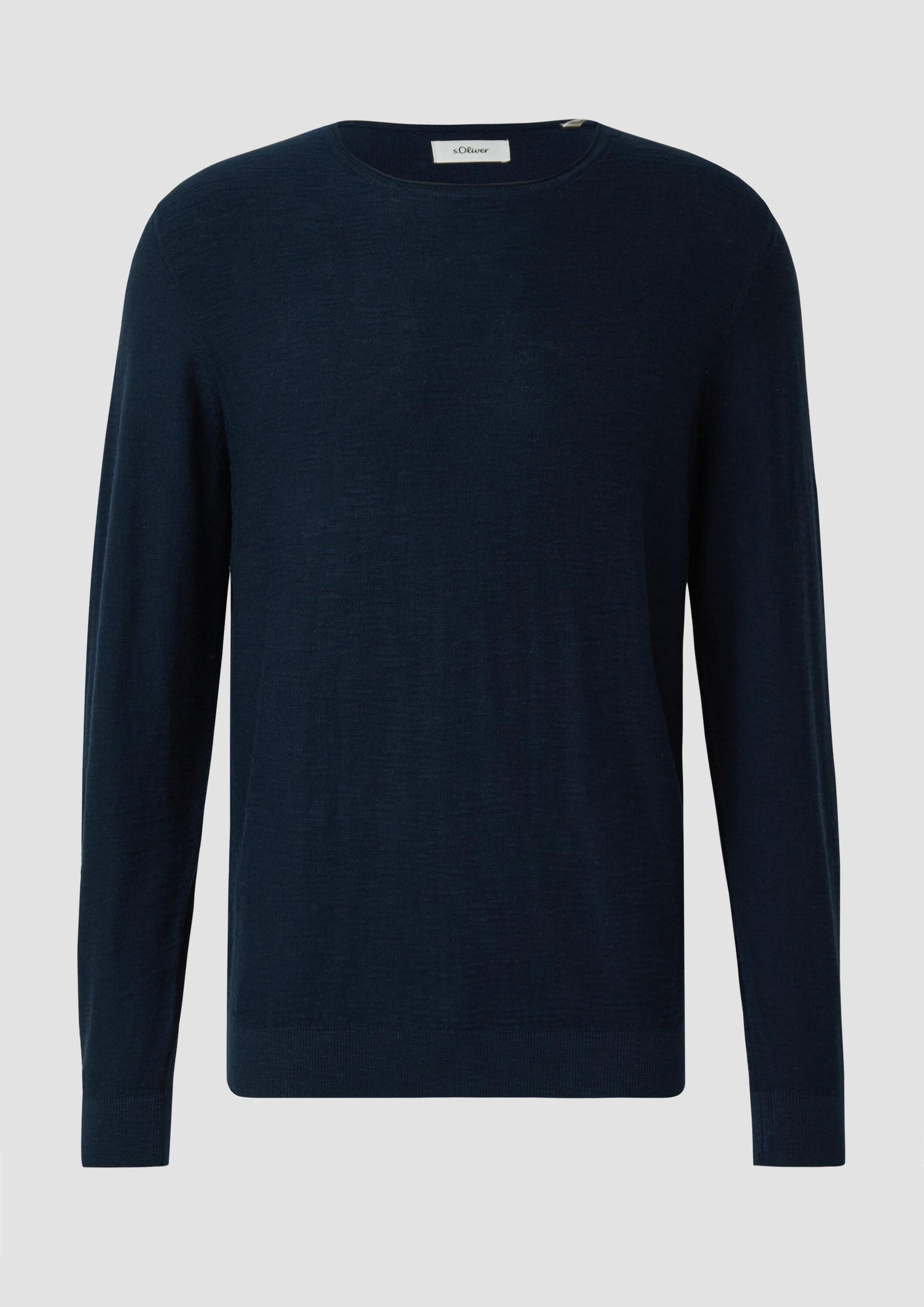 s.Oliver Longpullover Strickpullover Strickpullover mit Flammgarnstruktur und Rollkante