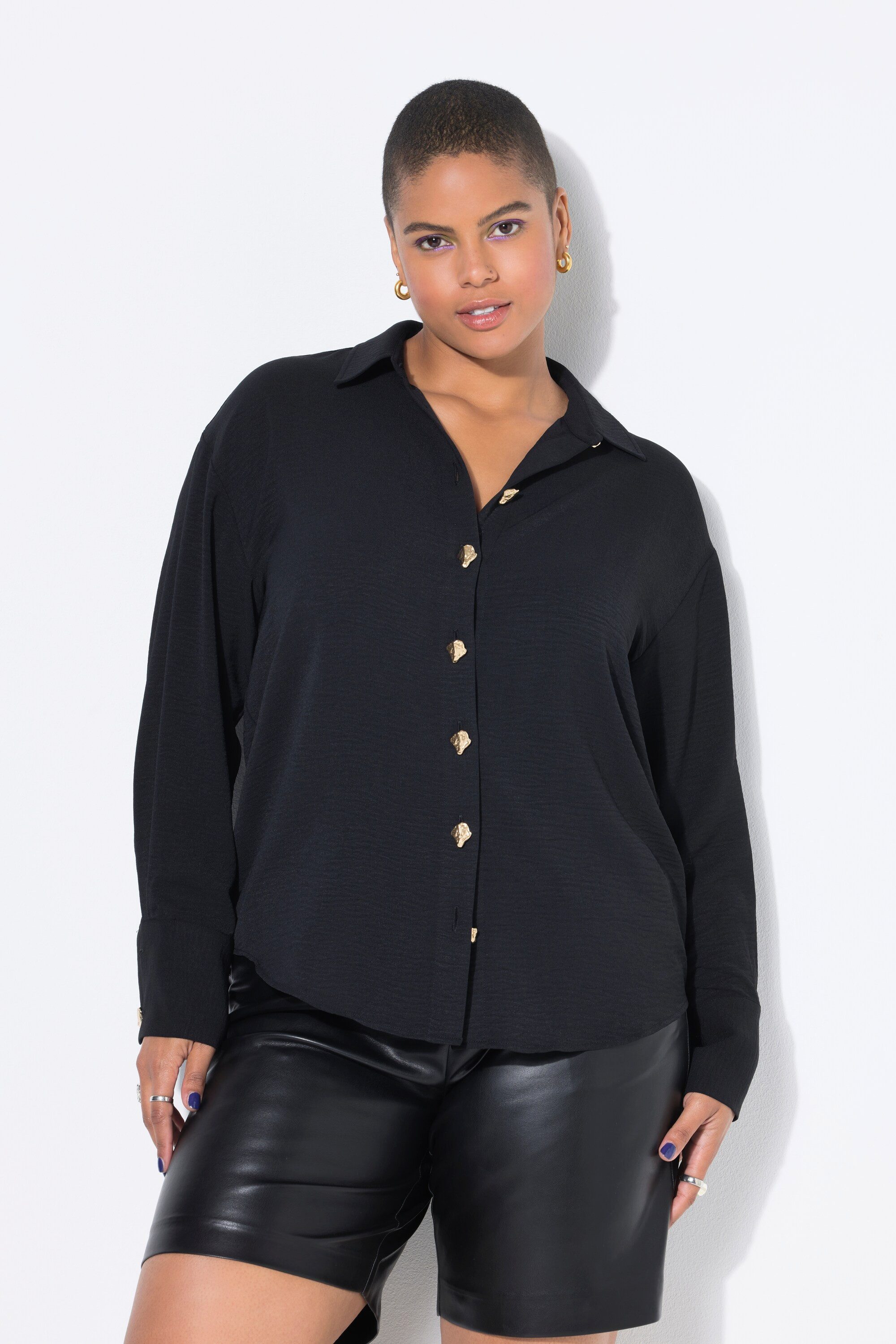 Hemdbluse Hemdbluse oversized Schmuckknöpfe