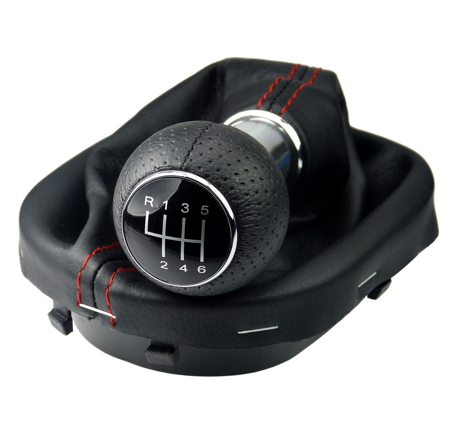 L & P Car Design Schalthebel Schaltsack Schaltknauf für VW Touran 1T1 1T2 1T3 + VW Caddy 2K III (Set, 1 St., Schaltknauf, Schaltsack, Rahmen, Befestigungsschelle), Plug&Play Montage