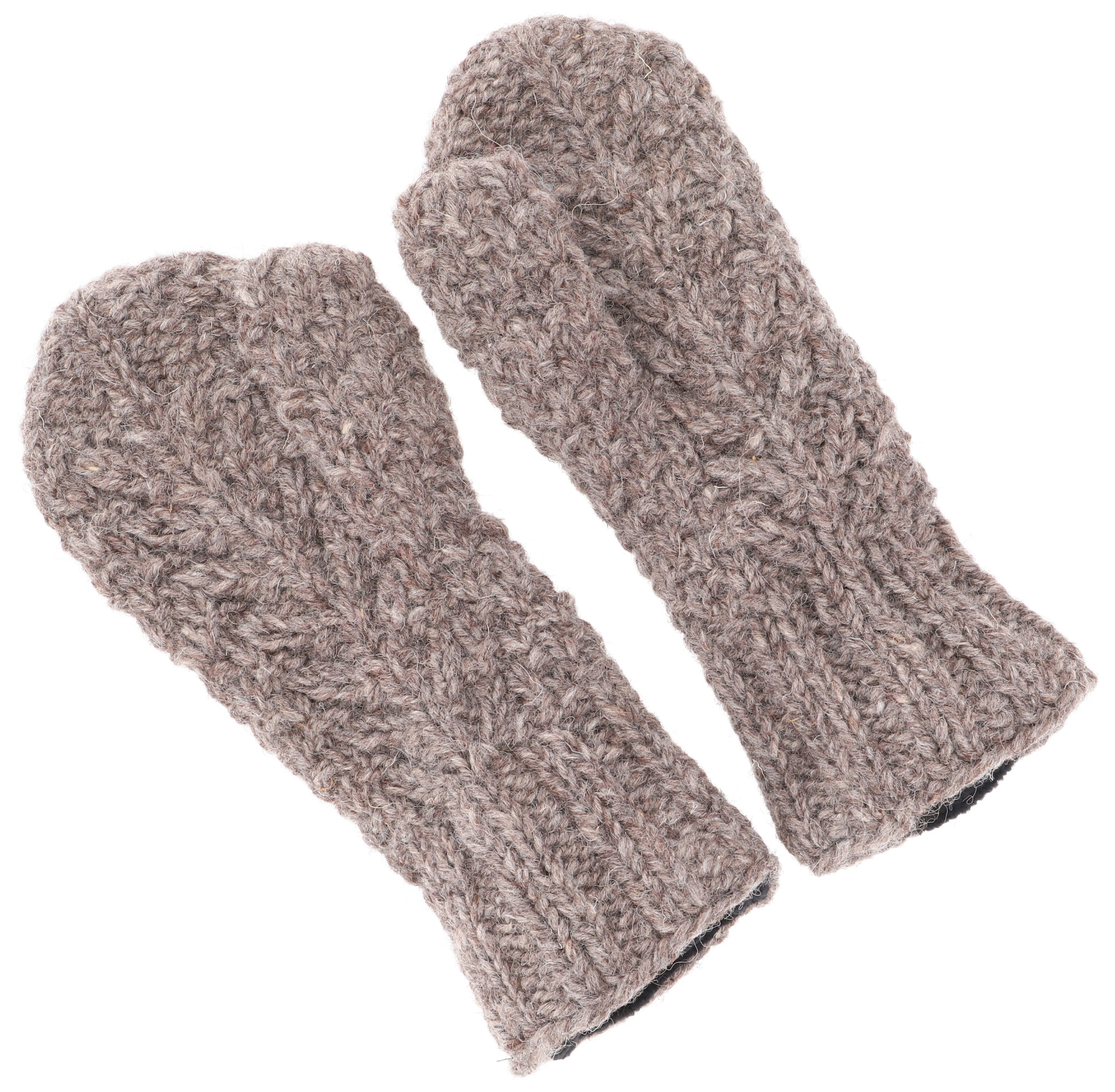 Guru-Shop Strickhandschuhe Handgestrickte Fausthandschuhe mit Muster,..