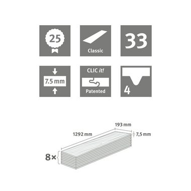EGGER Designboden »GreenTec EHD014 Monfort Eiche natur«, Holzoptik, Robust & strapazierfähig, Packung, 7,5mm, 1,995m²