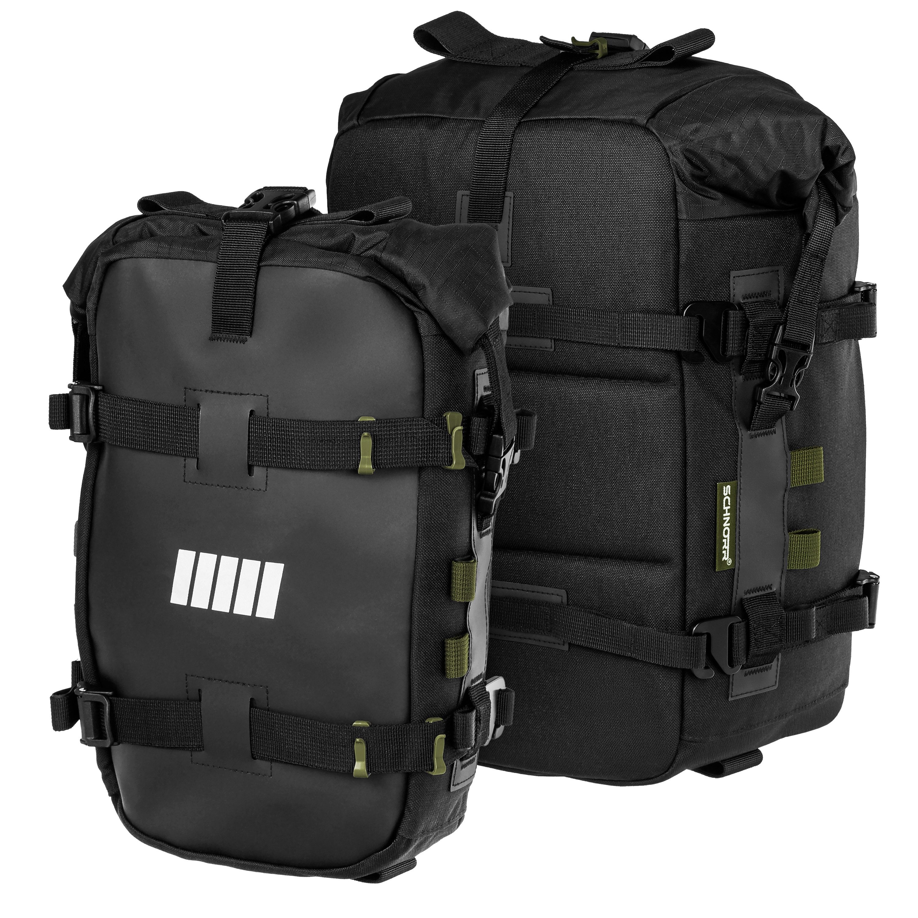 SCHNORR Gepäckträgertasche Motorrad Seitentasche / Hecktasche - 6 L+2x 18 L- wasserdicht 3er-Set