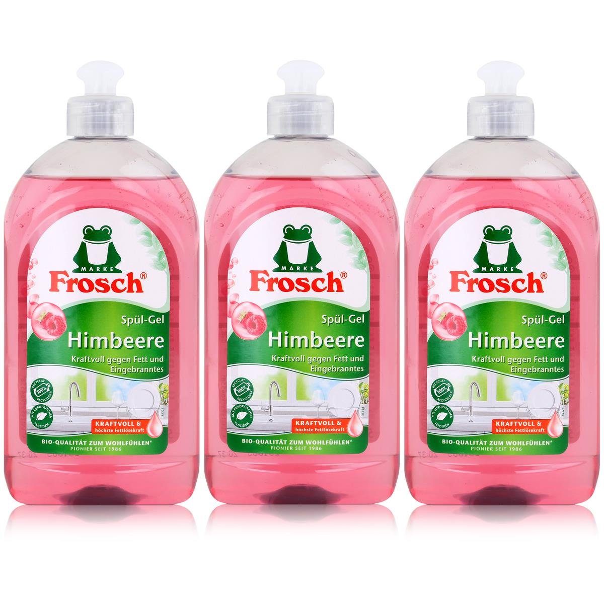 FROSCH Frosch Spül-Gel Himbeer 500ml - Frei von Mikroplastik (3er Pack) Geschirrspülmittel