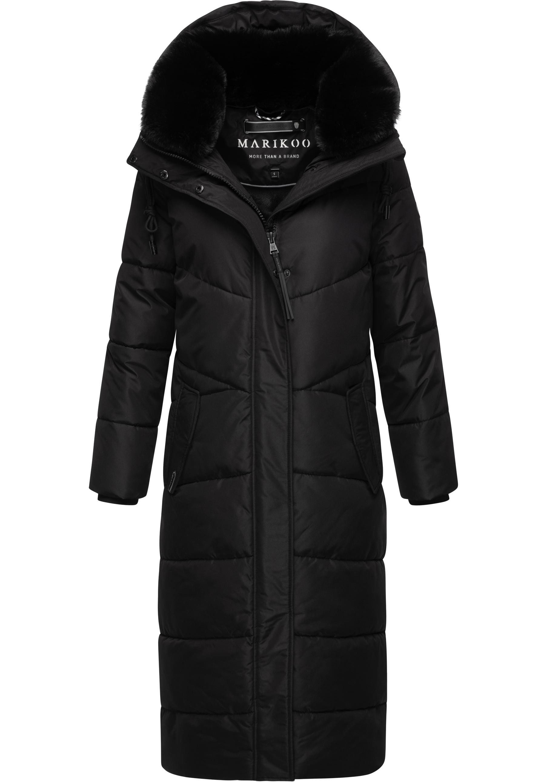 Marikoo Steppmantel Hingucker XIV-1 Damen Wintermantel mit abnehmbaren Kunstfellkragen