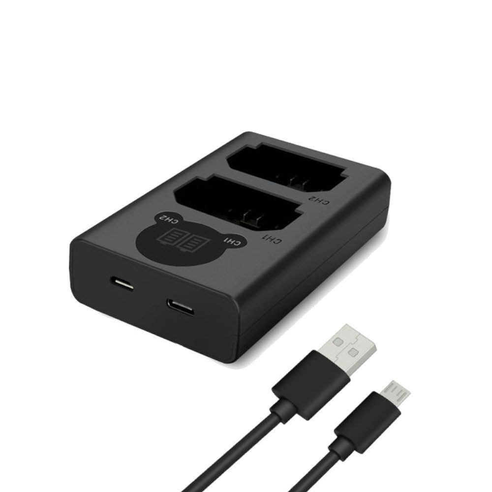 Trade-Shop Lader passend für Sony Alpha 9 (ILCE-9) / A9 / A9S / 9S / A9R / 9R Kamera-Ladegerät (mit Micro-USB und USB-C Anschluss)