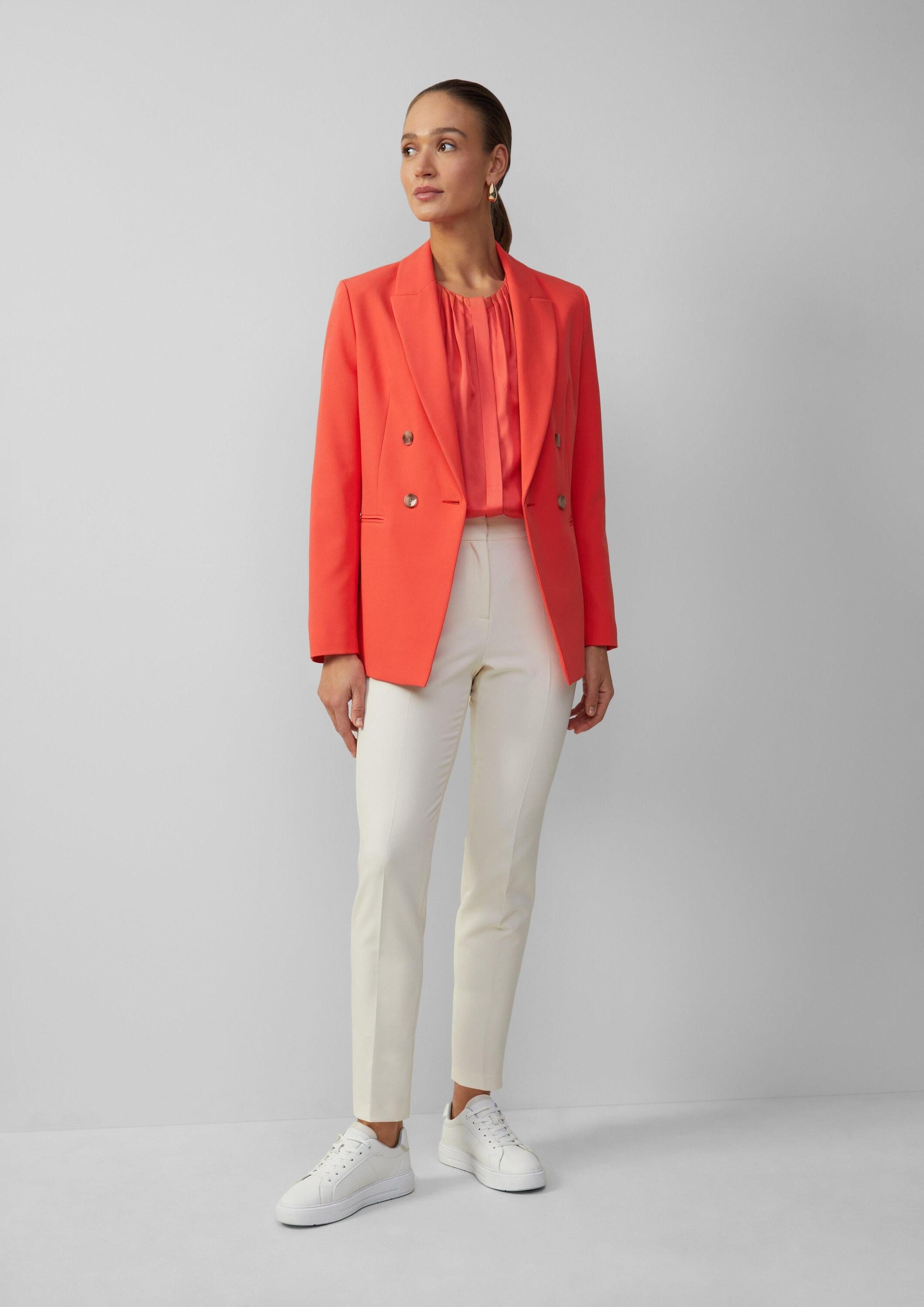 s.Oliver Kurzarmbluse Bluse Satinbluse aus Viskose mit verdeckter Knopfleiste