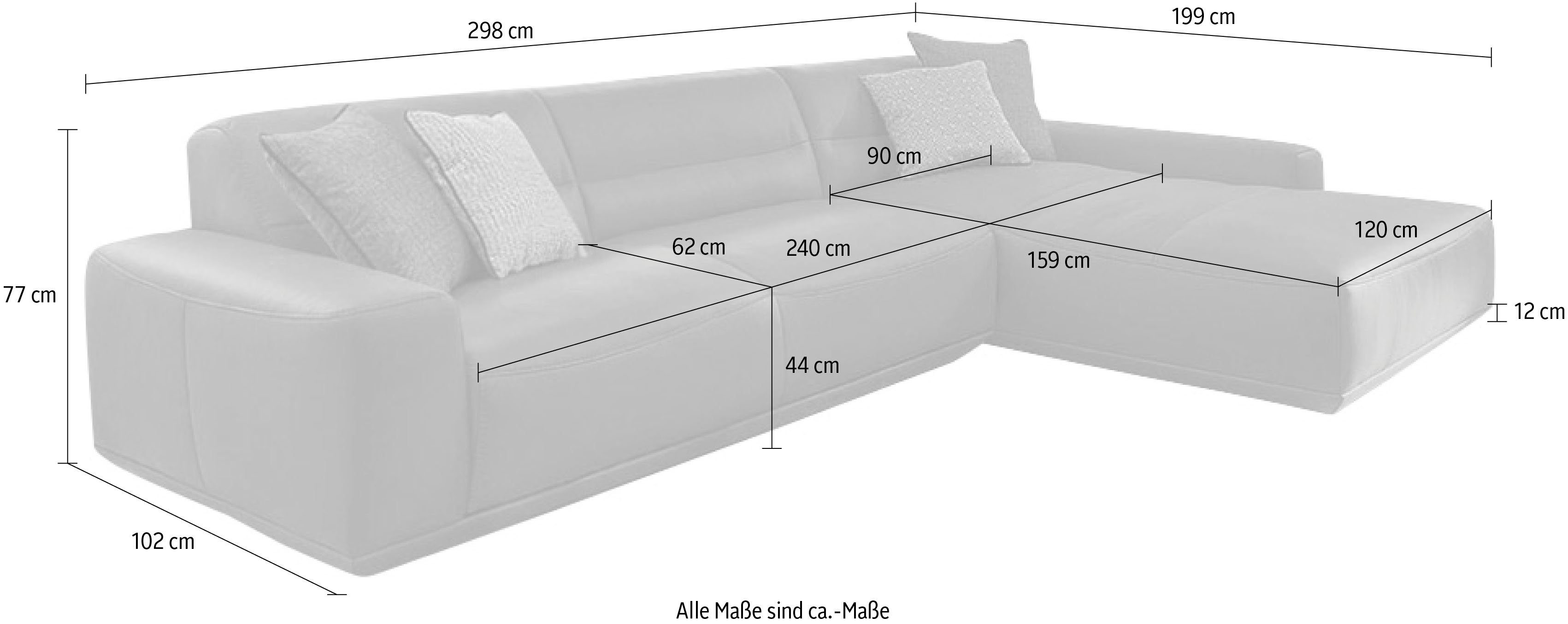 cm mit mit Sitztiefenverstellung, schwarz wahlweise Ecksofa Breite william, W.SCHILLIG Z59 298 Recamiere,