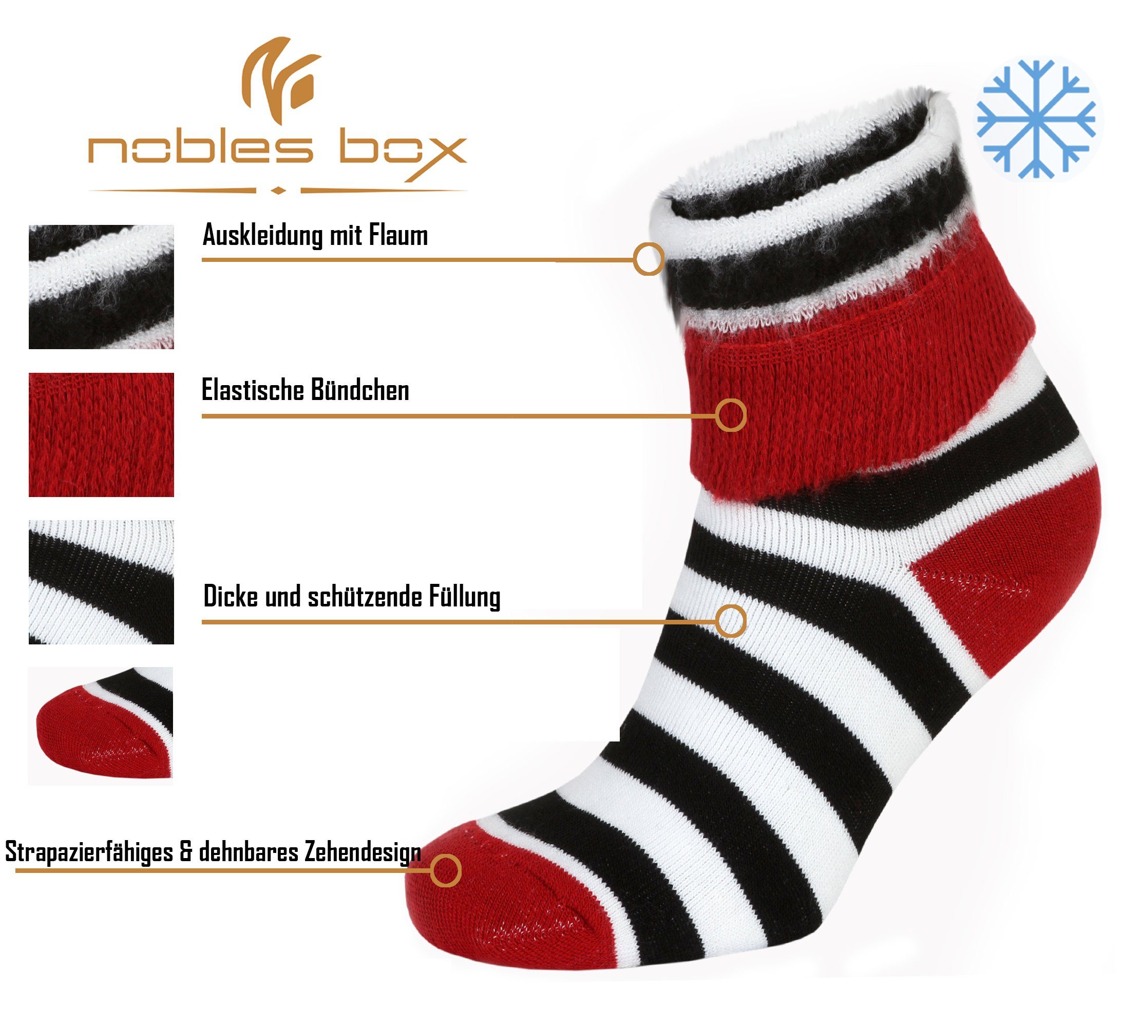NoblesBox Thermosocken Asorti-5 Damen Wintersocken 37-40 Warme Damen Arbeitssocken Socken, 2-Paar, Damen (Beutel, EU Größe)