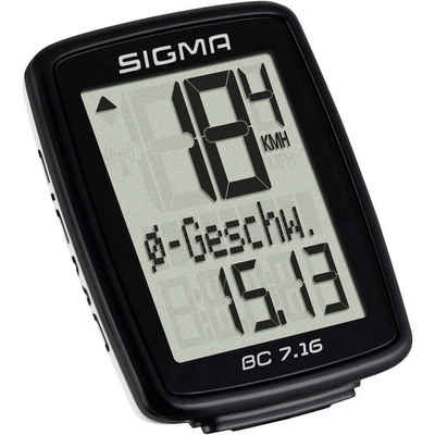 SIGMA Fahrradcomputer »Sport Radcomputer« (Sigma Sport BC 7.16 · Batterie · Halterung Kabel · Magnet · 2 O-Ringe · Bedienungsanleitung), Fahrradcomputer