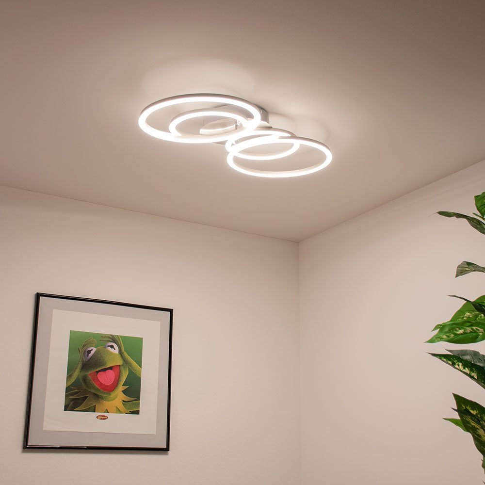 LED fest Warmweiß, Wohnzimmerlampe LED Deckenlampe verbaut, modern Deckenleuchte, Ringe LED-Leuchtmittel verstellbar etc-shop