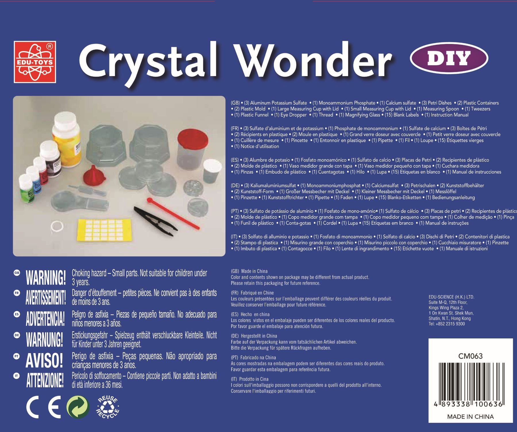 Edu-Toys Experimentierkasten Kristallzauberwelt Experimentierkasten Kristalle (Experimentierkasten Kristallen), 1-tlg., Set Komplette Starterpaket Herstellung ab zuechten, von ersten 10 Jahren, zur