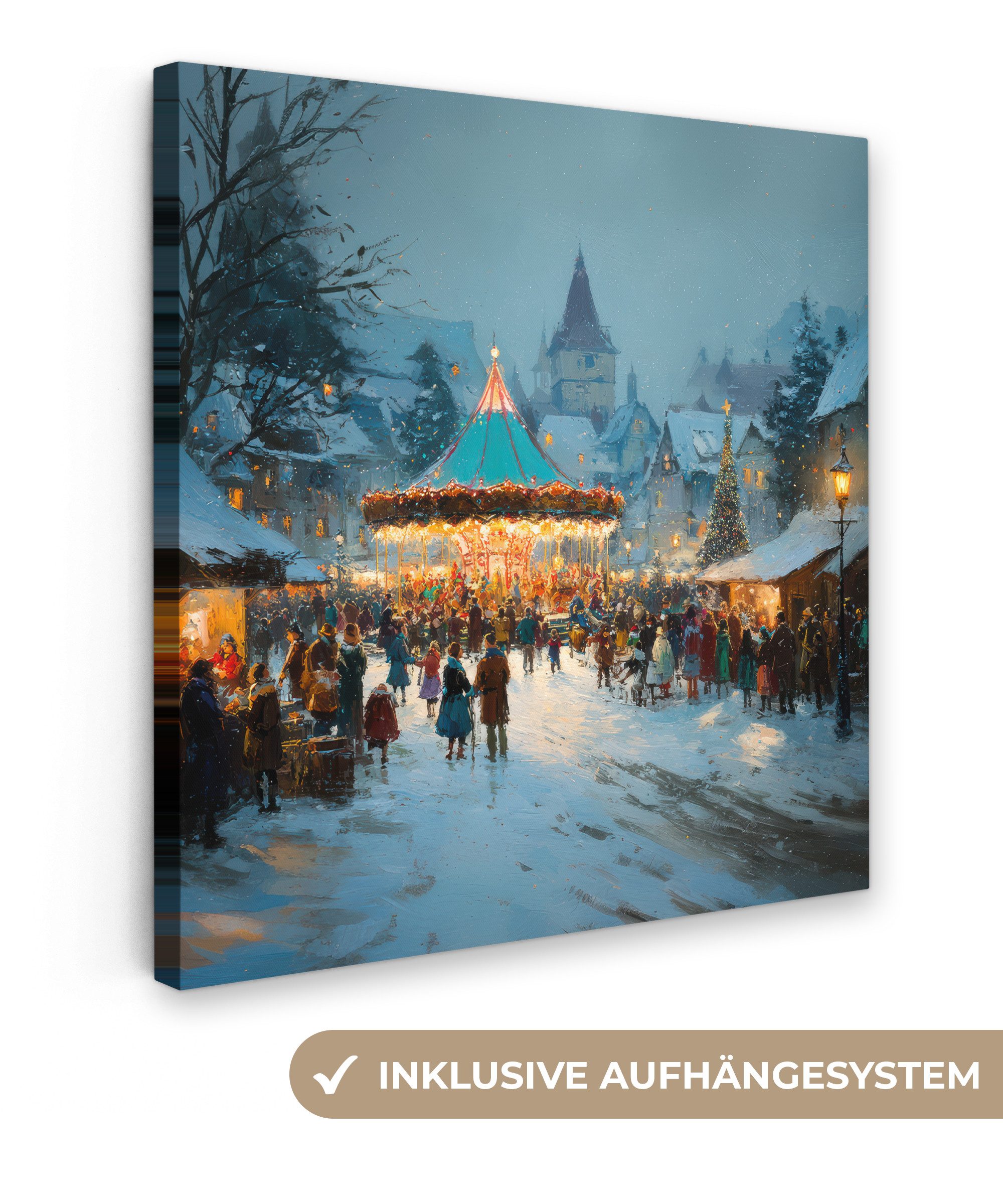 OneMillionCanvasses® Leinwandbild Wintermarkt - Dorf - günstig online kaufen