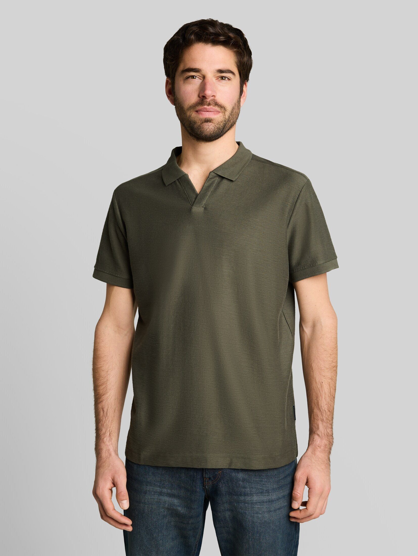 TOM TAILOR Poloshirt Poloshirts (im Einserpack) Poloshirt mit Ottoman-Struktur