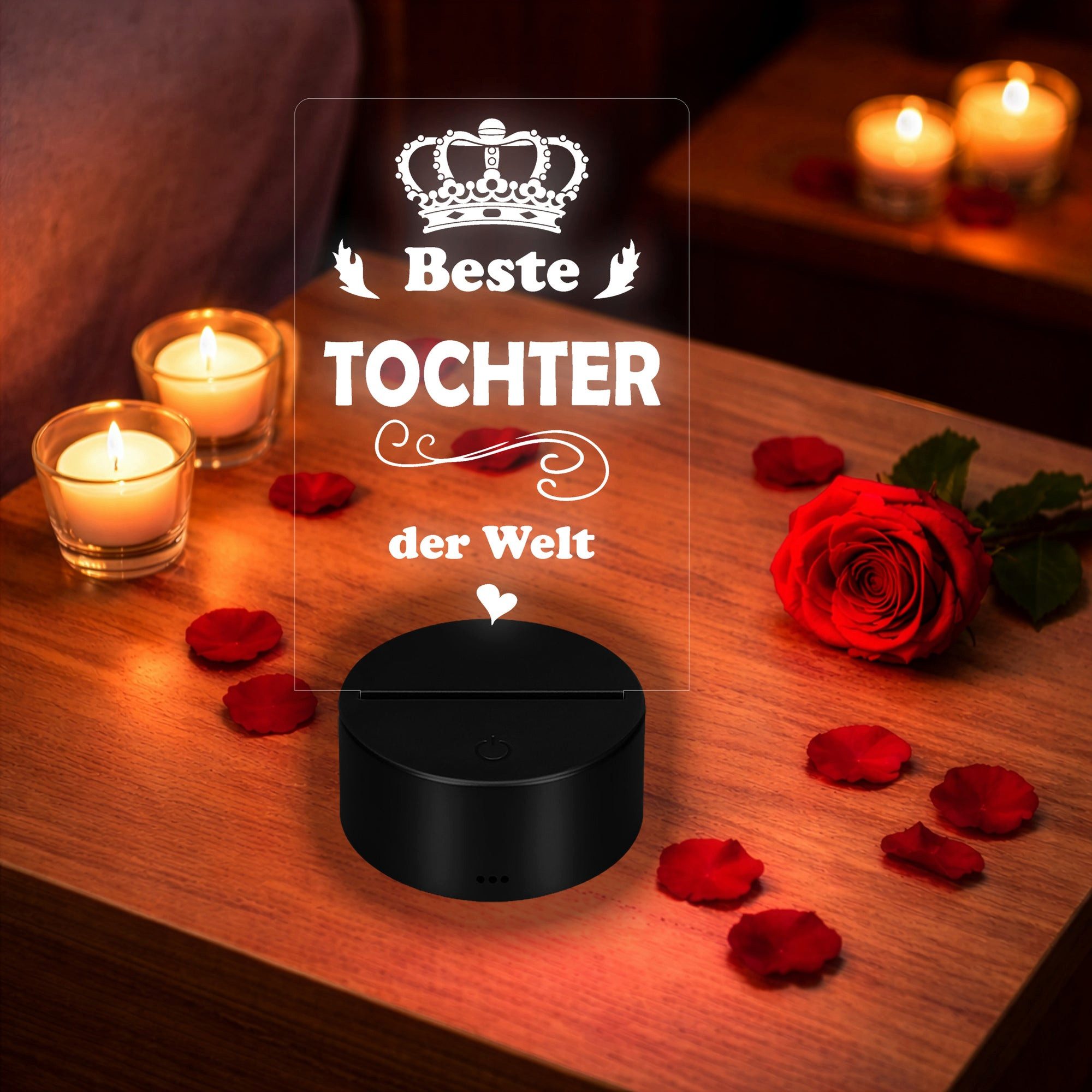 Lieblingsmensch LED Nachtlicht mit Gravur, Beste Tochter, Acryl-Lampe mit romantischem Spruch, LED fest integriert, Farbwechsel oder feste Farbe mit Fernbedienu – Bild 3 von 5