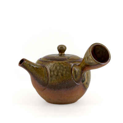teayumi Teekanne KOKORO Kyusu Keramikkanne 240 ml Grün Braun, 240 l, (2-teilig), Integriertes Tonsieb