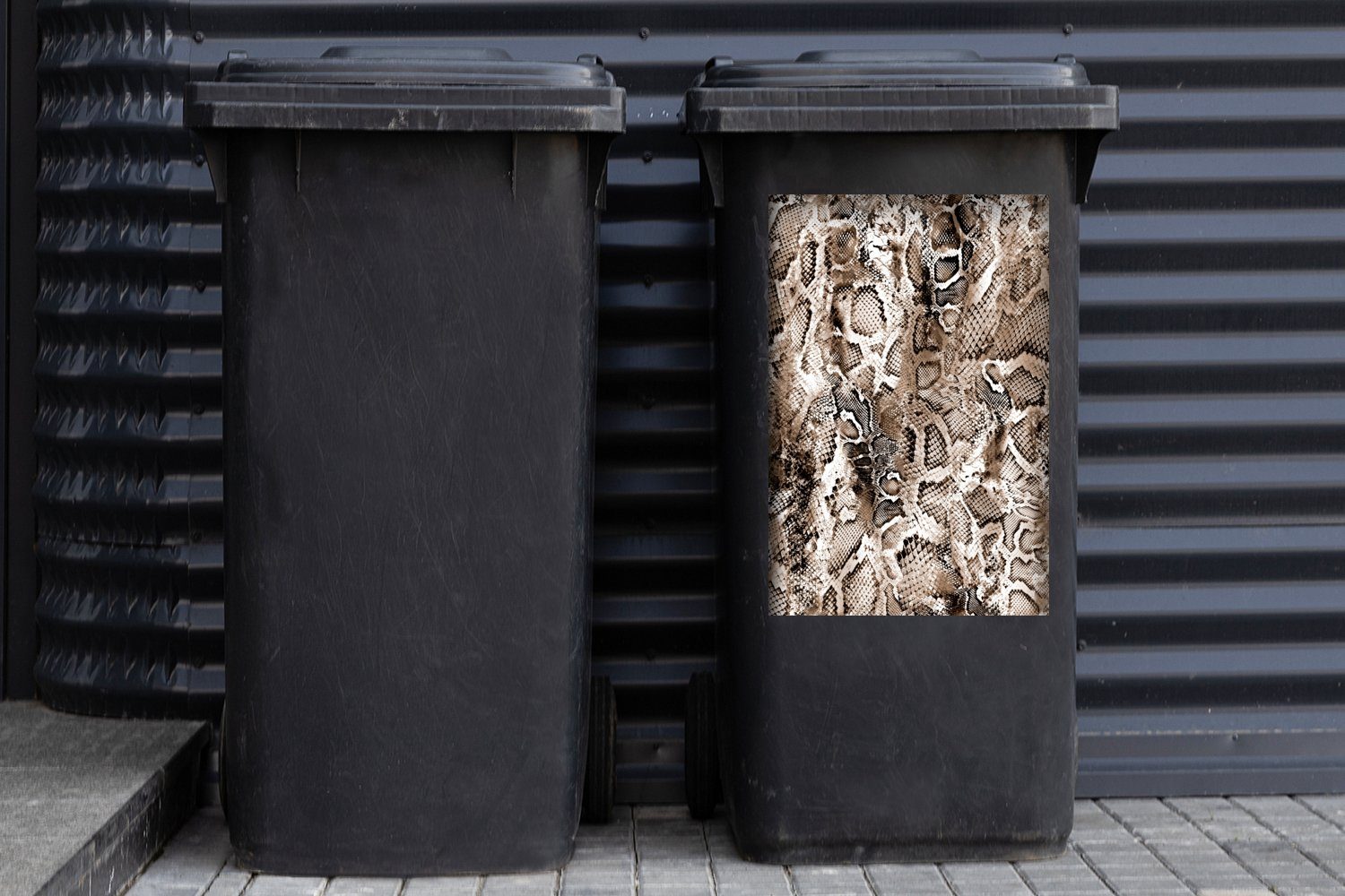 MuchoWow Container, Tiermuster Mülleimer-aufkleber, Schlange Sticker, - St), - Mülltonne, (1 Braun Wandsticker Abfalbehälter