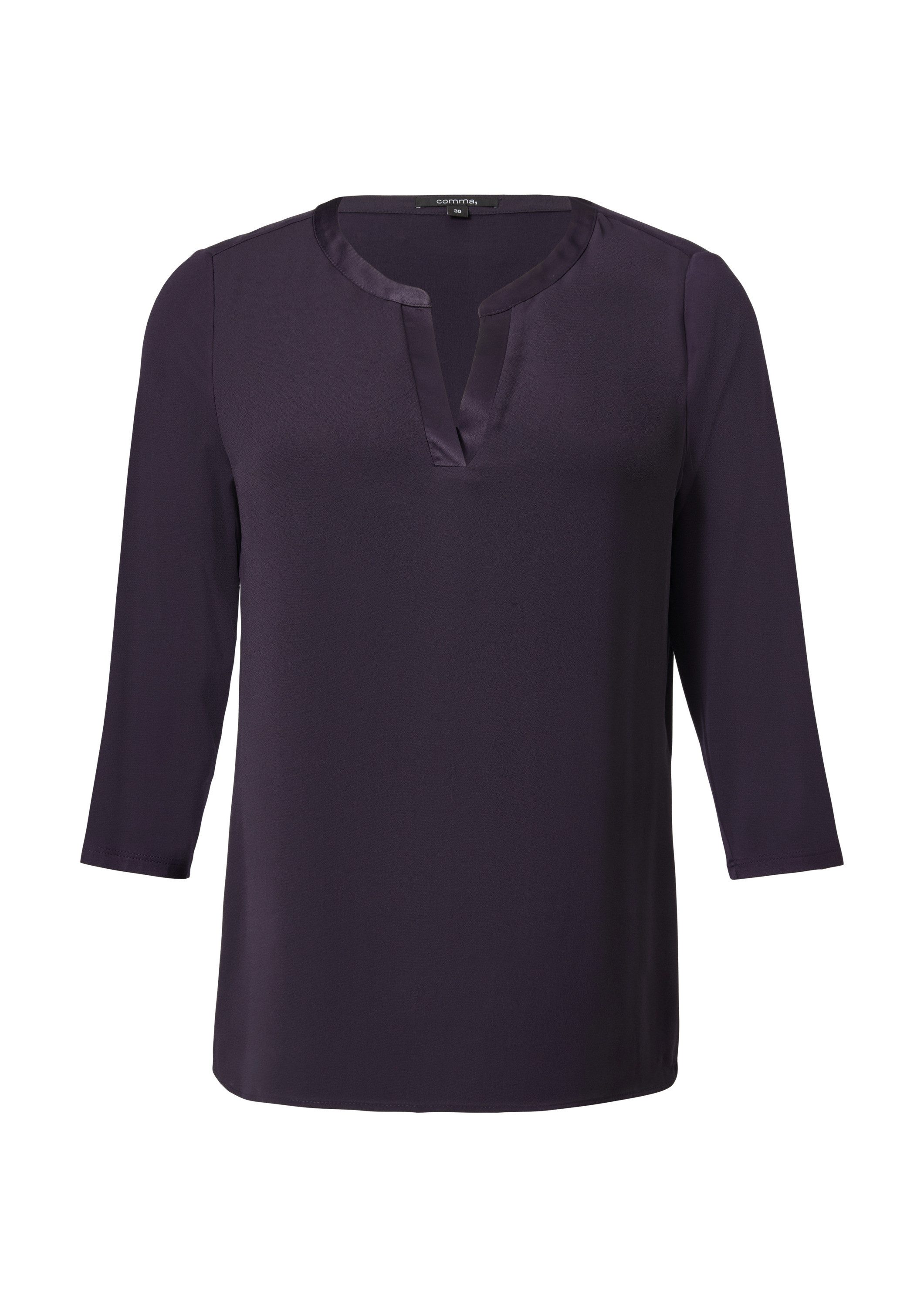 comma 3/4-Arm-Shirt T-Shirt Shirt mit Satinblende im Fabricmix günstig online kaufen