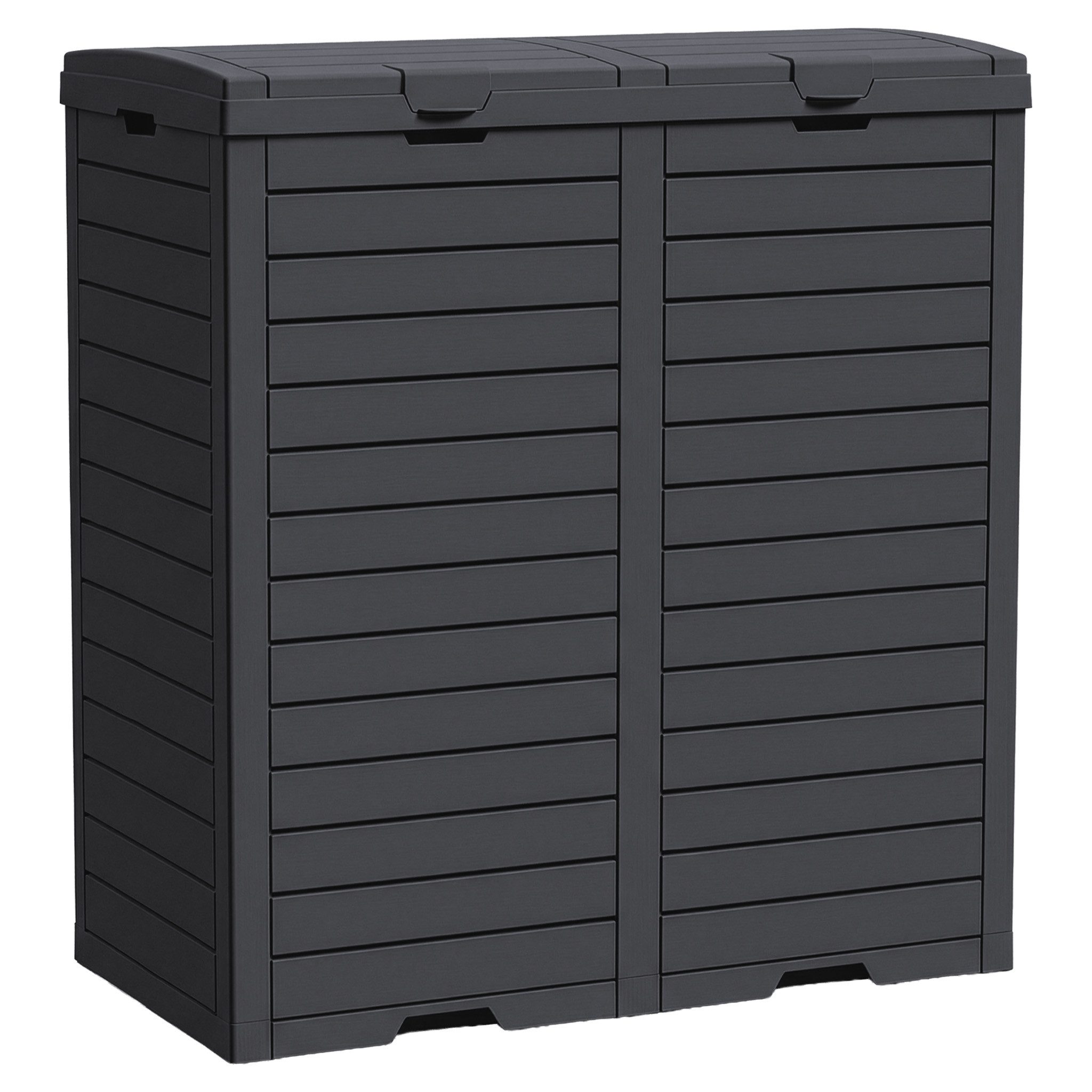 Floordirekt Mülleimer Floordirekt Mülleimer Outdoor Holz-Optik wetterfest 118L oder 230L, Müllbehälter für Garten Terrasse mit Deckelsystem