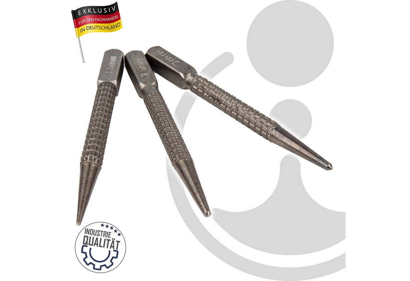 Thumbnail - MASTERPROOF PROFESIONAL Meißel-Set Körnerwerkzeugset1,5 - 2,5 - 3 mm x 100 mm, gehärteter Carbon-Stahl