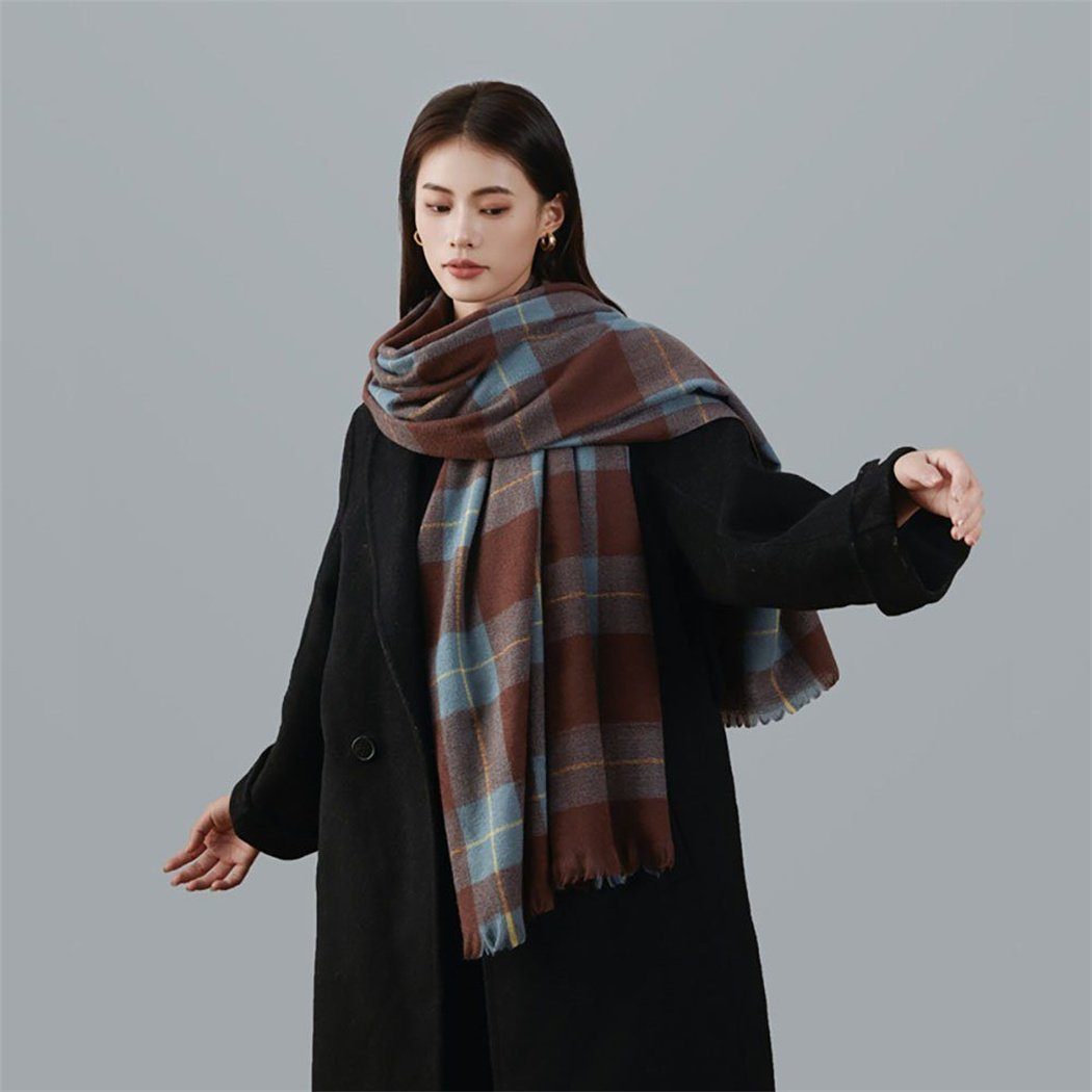 DAYUT Modeschal Mode Damen karierten Schal, warmen regen Poncho winddicht Schal, (1-St)