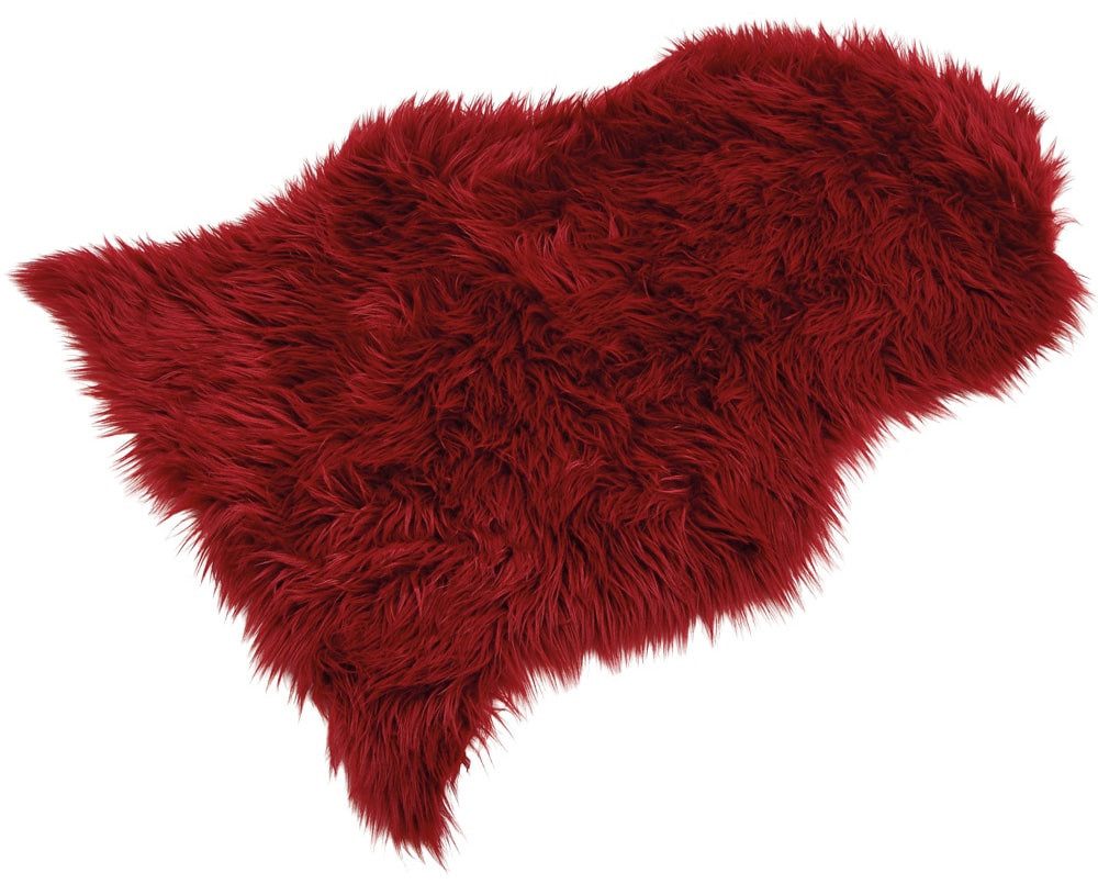 matches21 HOME & HOBBY Fellteppich Großes langflor Deko-Fell als Fell-Imitat in 90 x 60 cm rot, fellförmig, Höhe: 20 mm, Flauschiges Kunstfell als Fell-Teppich Stuhl-Überwurf Sitzauflage