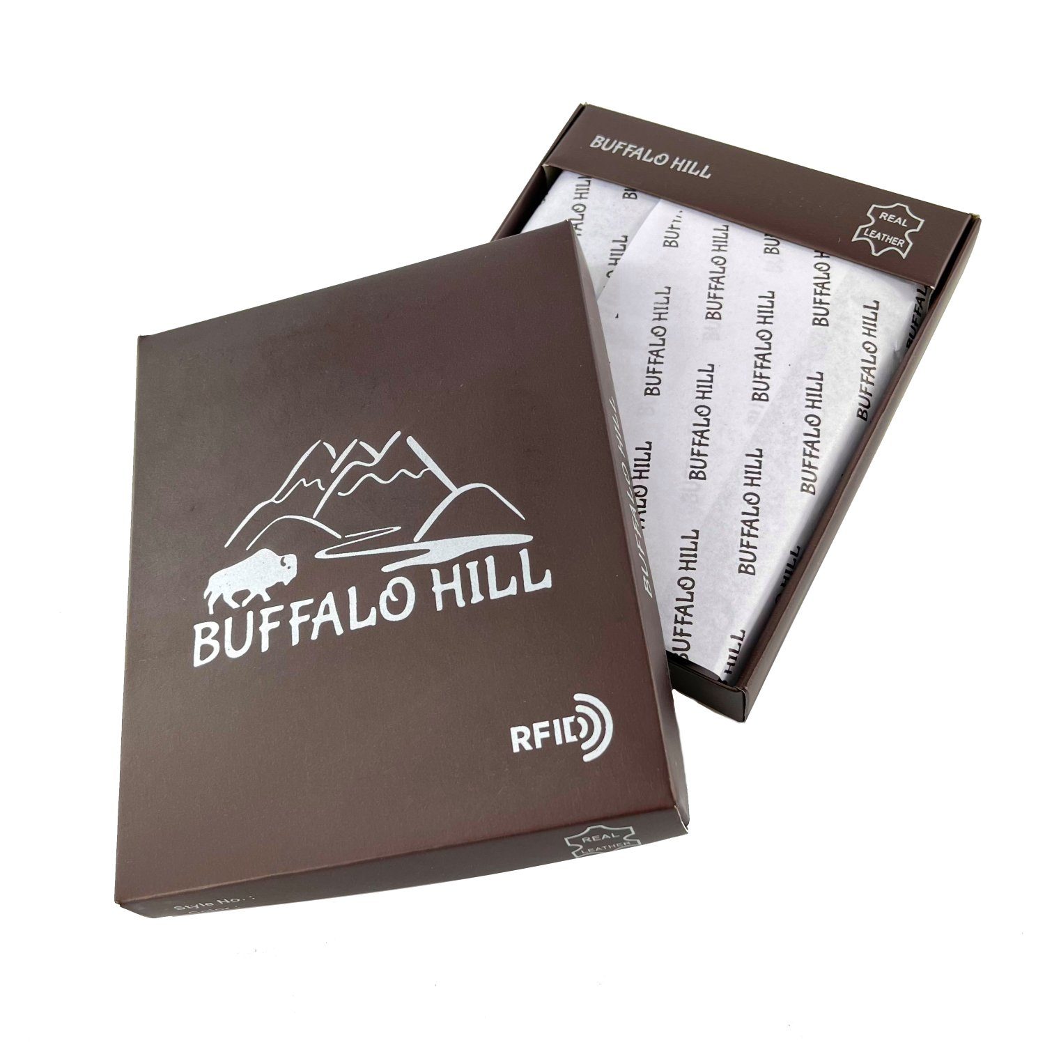 brown echt Schachtel Buffalo 2751 Geldbörse Leder Hill Wiener Hochformat,