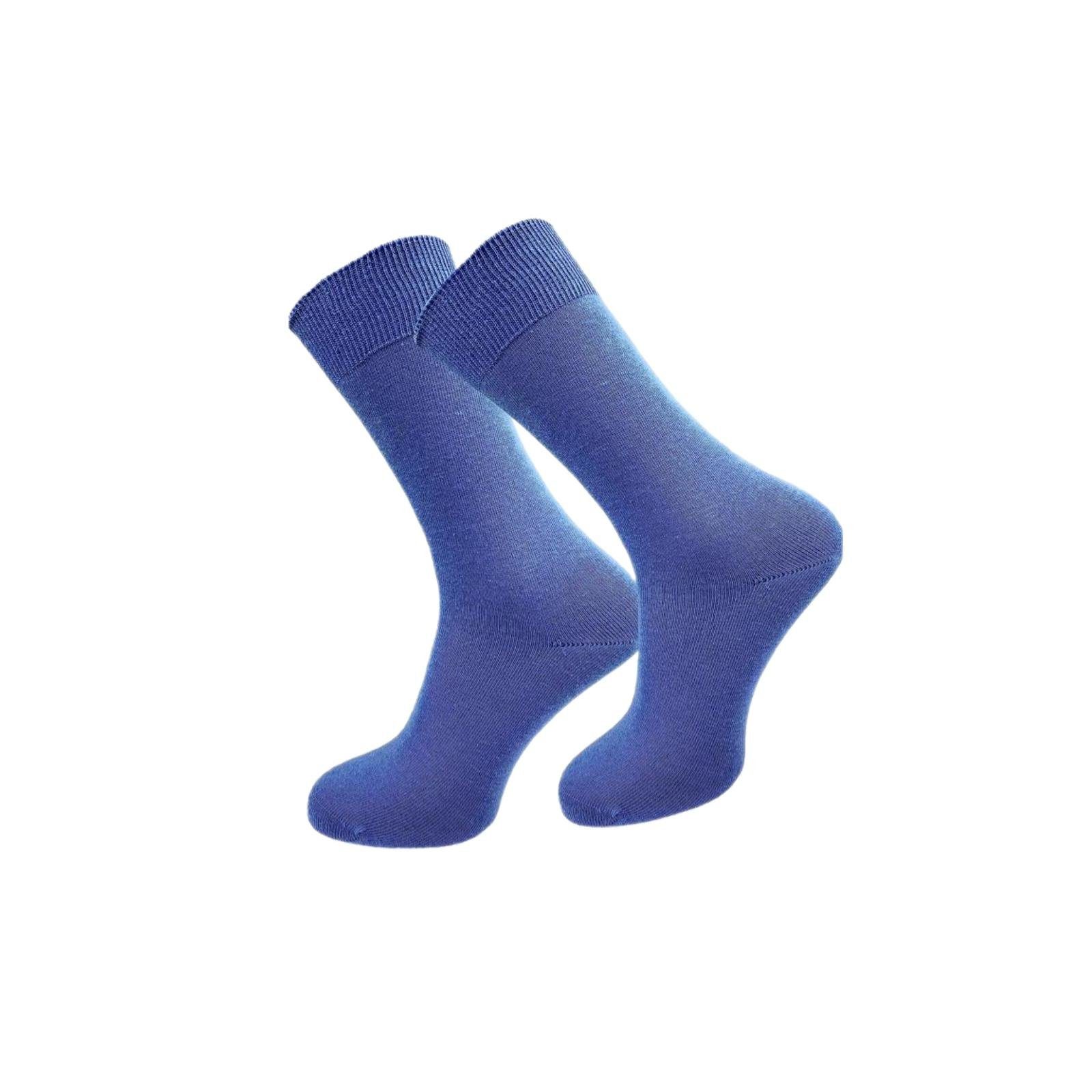 NERS Basicsocken für Damen und Herren aus 100% Baumwolle ohne Gummidruck (6-Paar, 12 Paar) für Business und Freizeit socken. Ohne drückende Naht Blau | Lange Socken