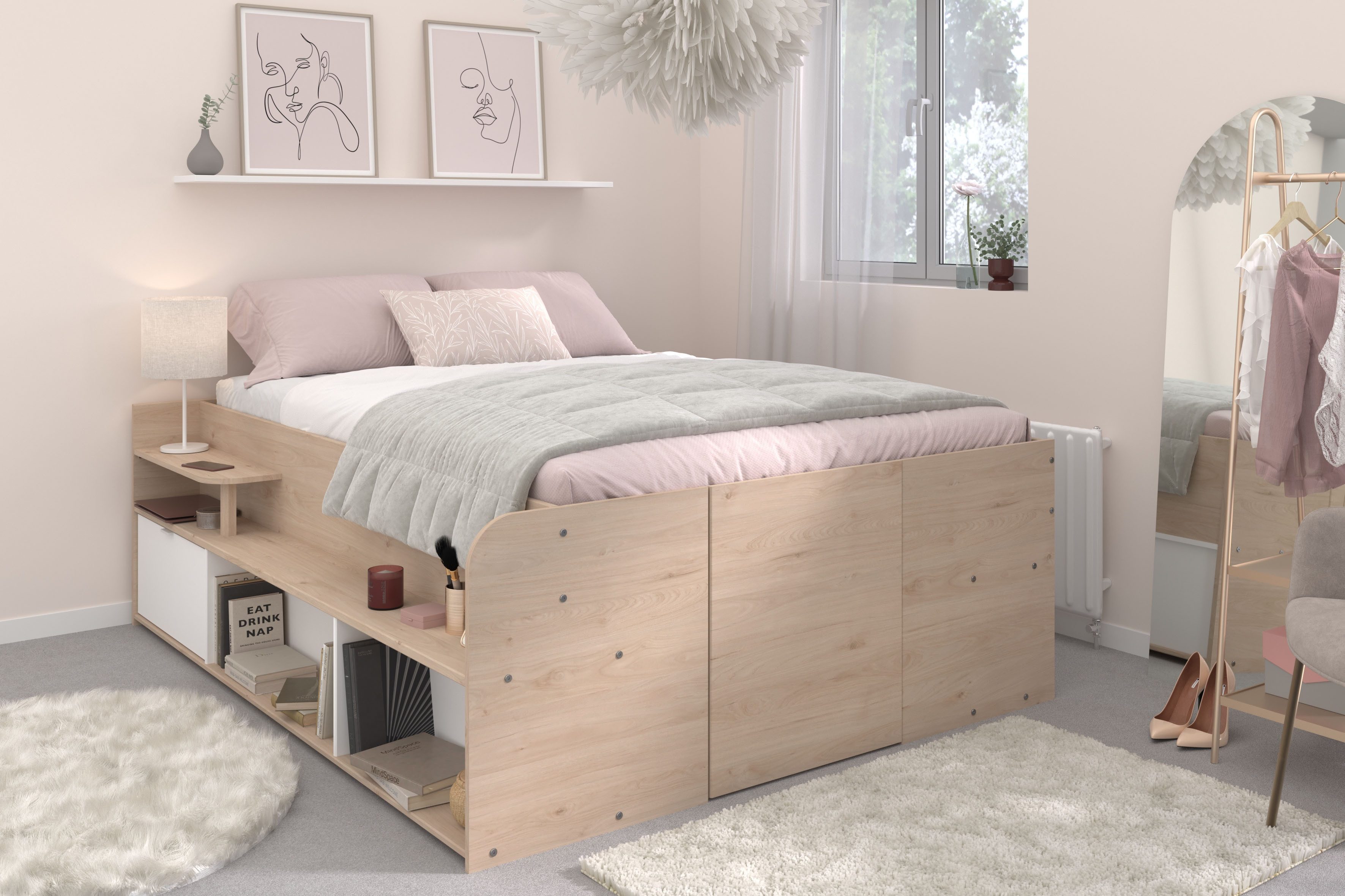 Parisot Hochbett Parisot Travel 2 Lattenrost aufklappbar, Stauraum integriert